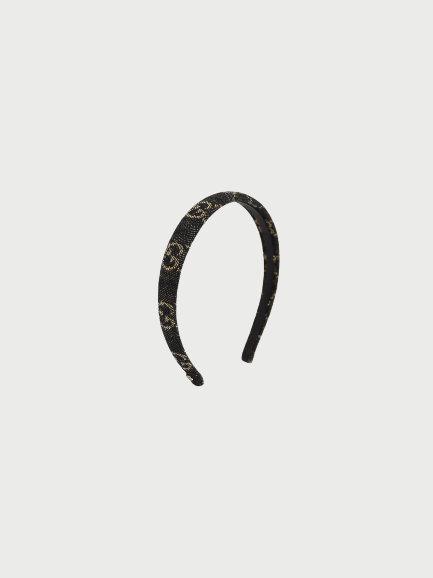 Gucci 2000s Black GG Denim Leather Logo Headband