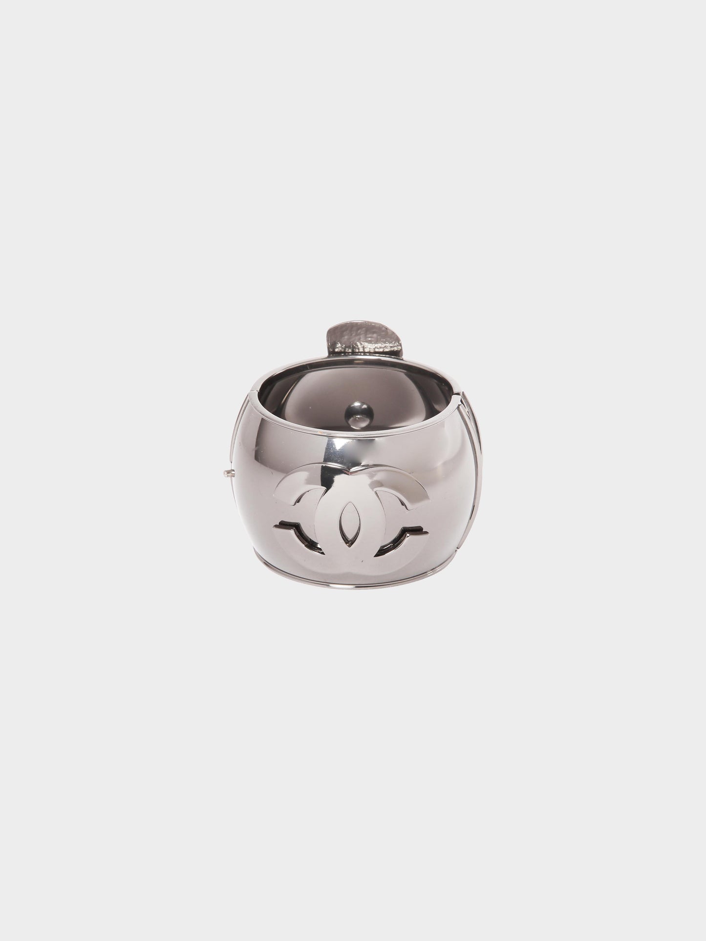 Chanel FW 2003-2004 Ruthenium Crucifix Cabochons CC Cuff Bracelet