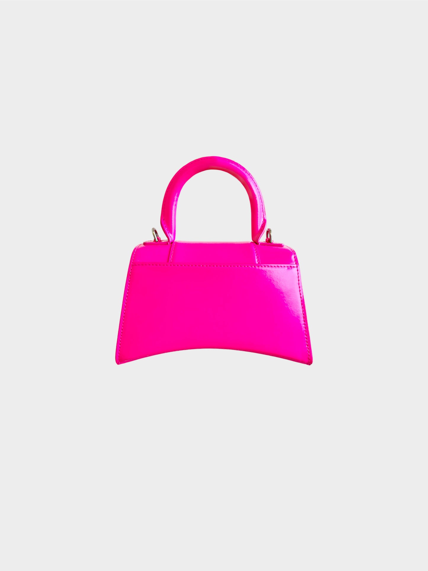 Balenciaga 2023 Hot Pink XS Hourglass Two-Way Leather Bag