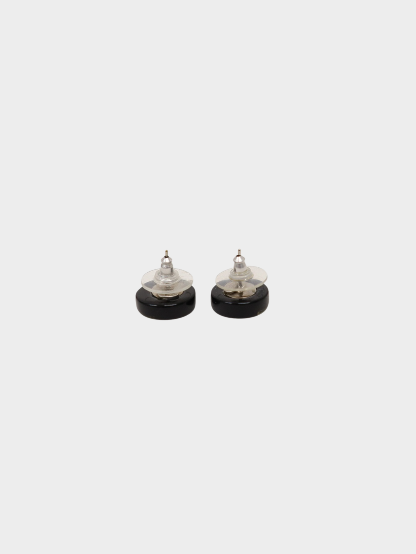 Chanel 2005 Black Rhinestone COCO Round Earringsv