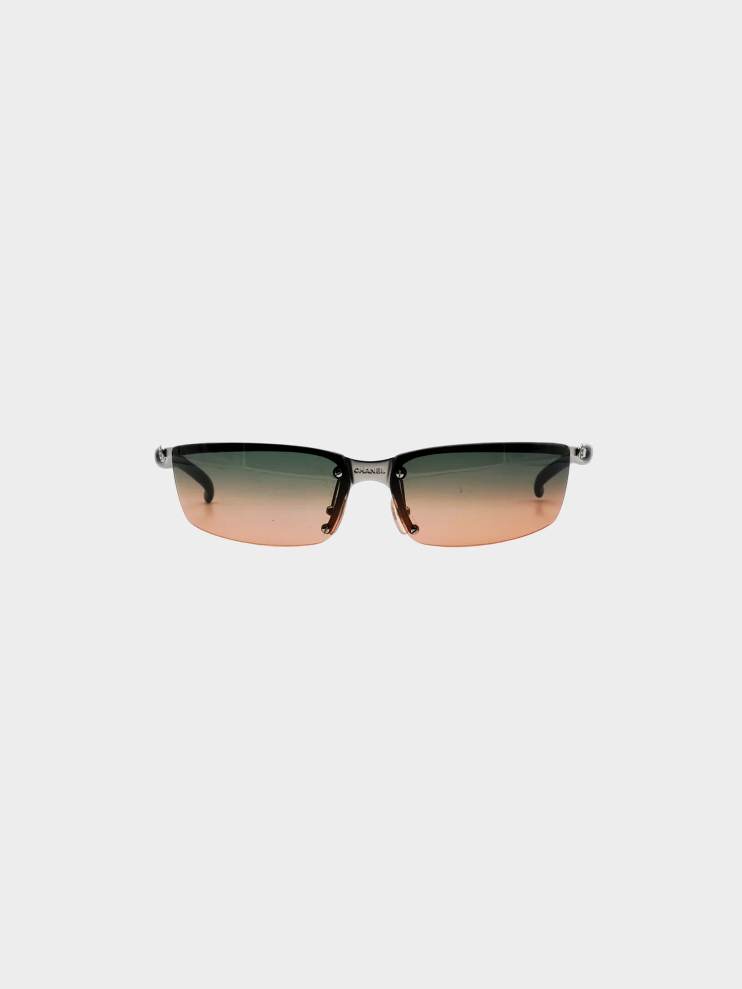 Chanel by Karl Lagerfeld 2000s Brown and Grey Rimless Sunglasses