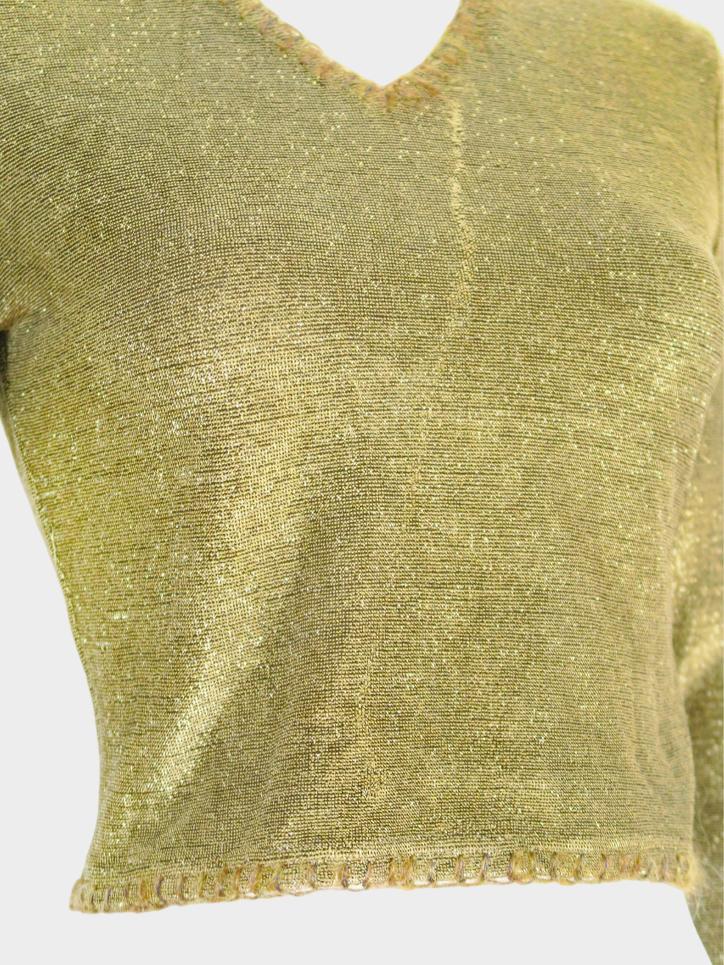 Christian Dior FW 2000 Gold Glitter Long Sleeve Cropped Top