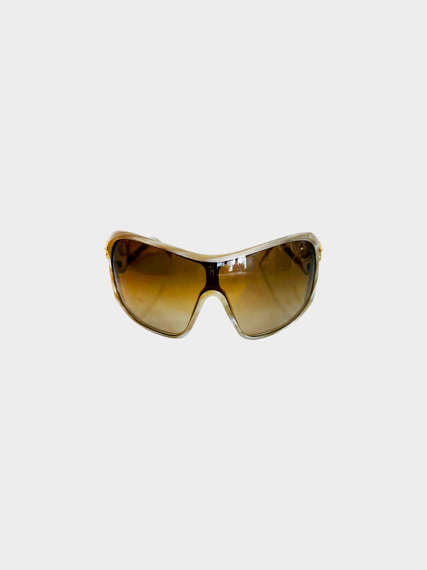Roberto Cavalli 2000s Beige and Brown RC303 ADMETA Shield Sunglasses