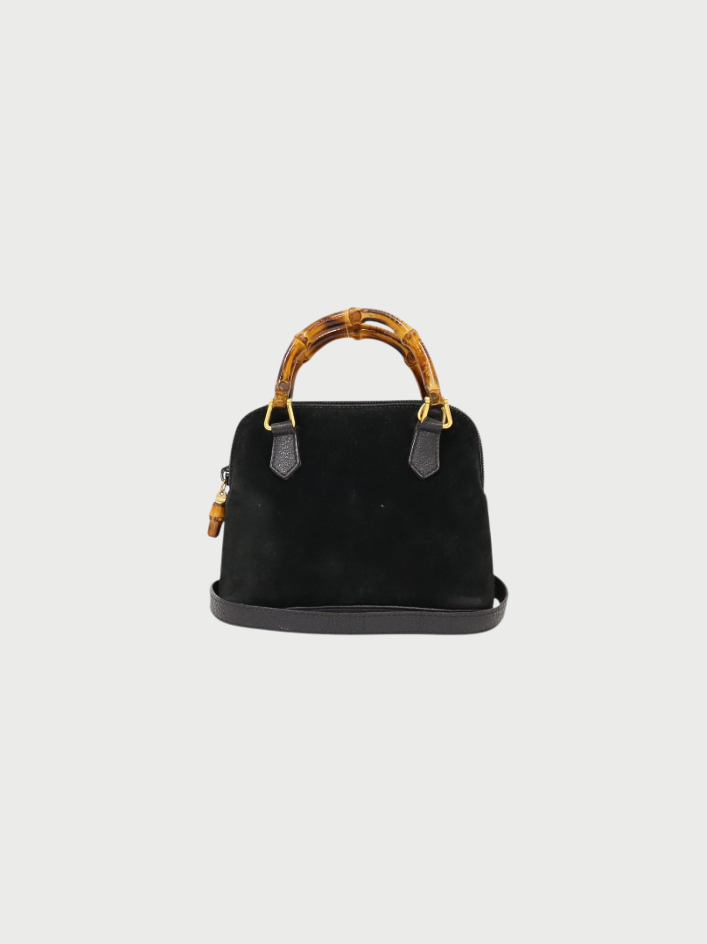Gucci 2000s Black Suede Bamboo 2-Way Bag
