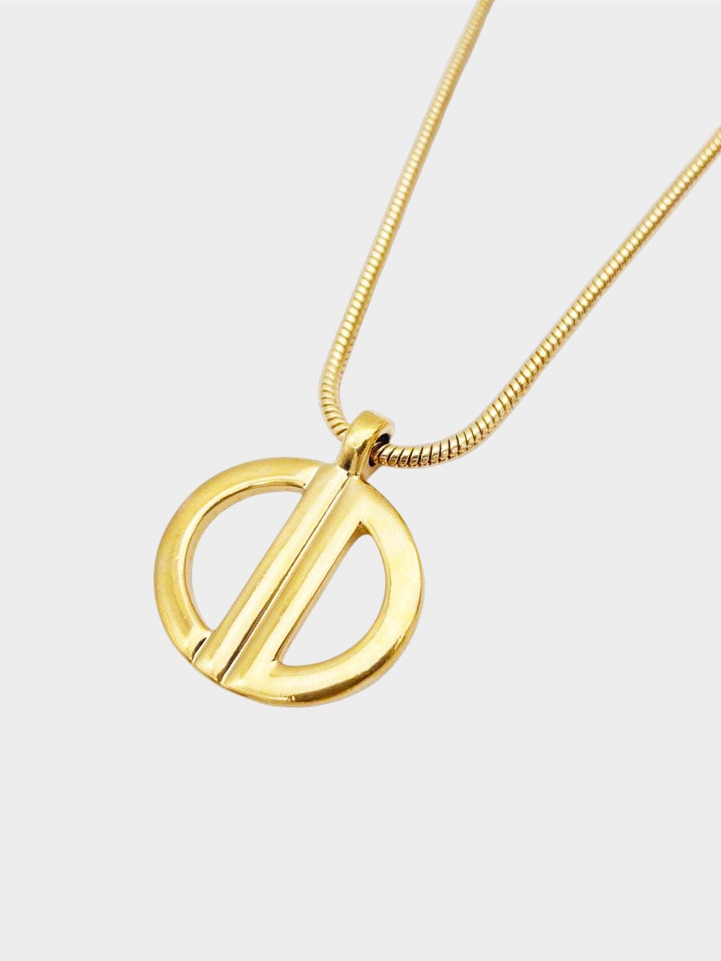 Christian Dior 1990s Gold CD Round Pendant Necklace