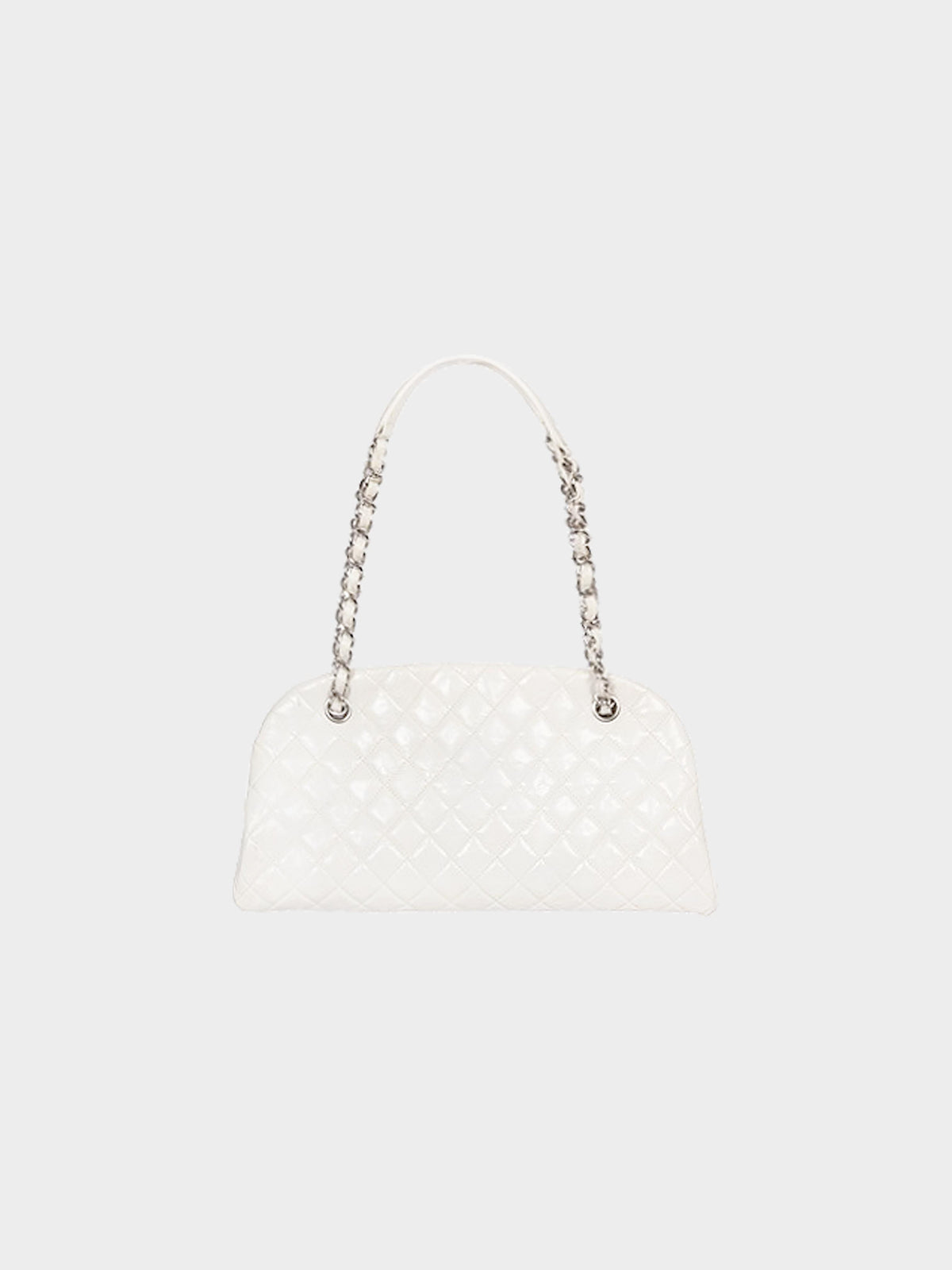 Chanel by Karl Lagerfeld 2011 White Patent Leather Quilted Shoulder Bag