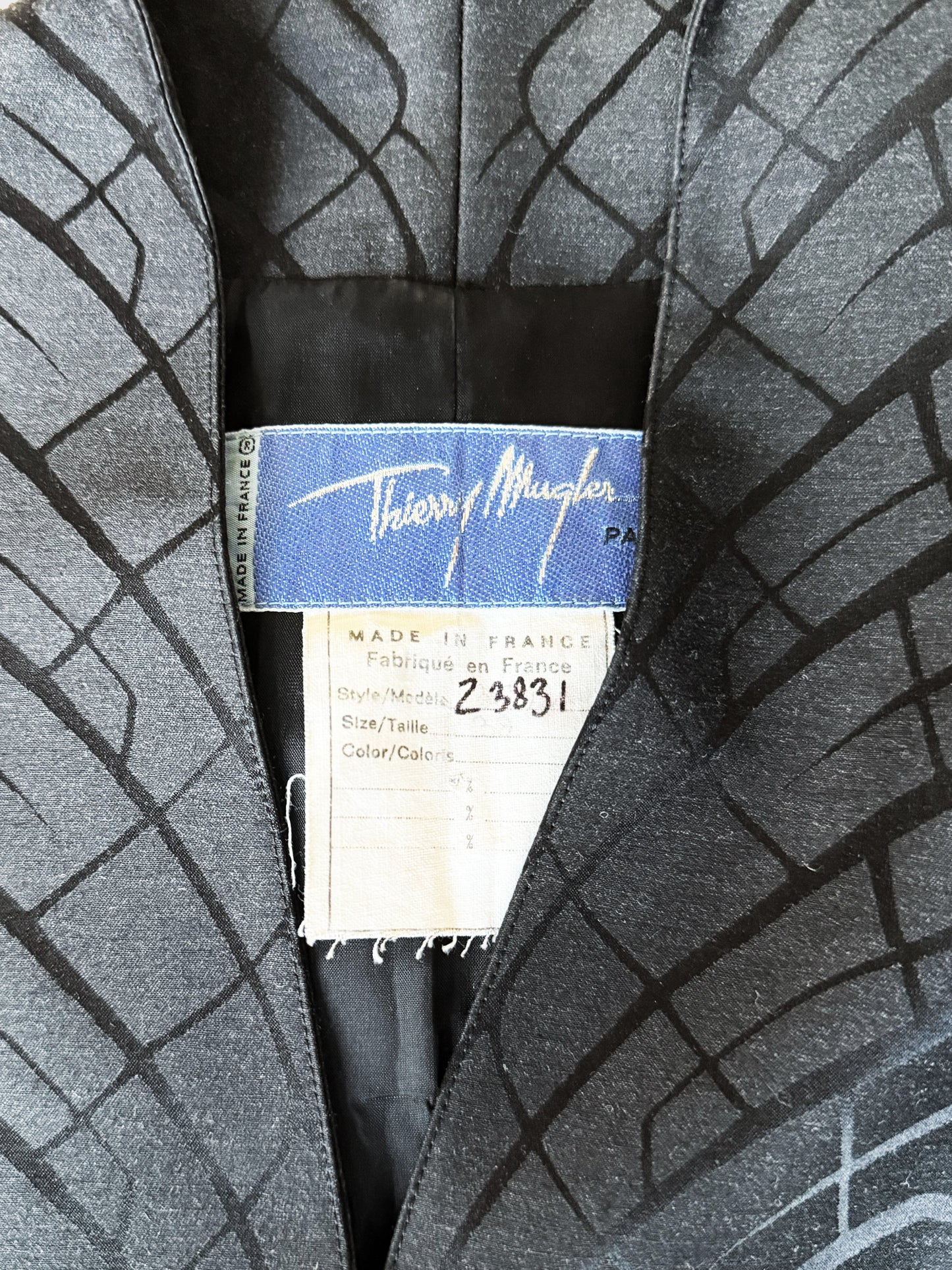 Thierry Mugler 1990s Black Patterned Weave Silk Jacket