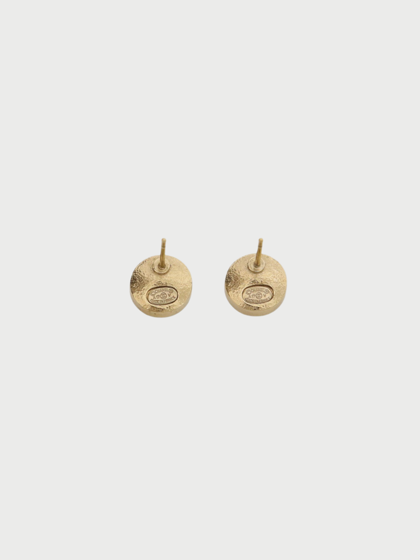 Chanel 2010s Gold Bordeaux Plated Metal COCO Round Earrings