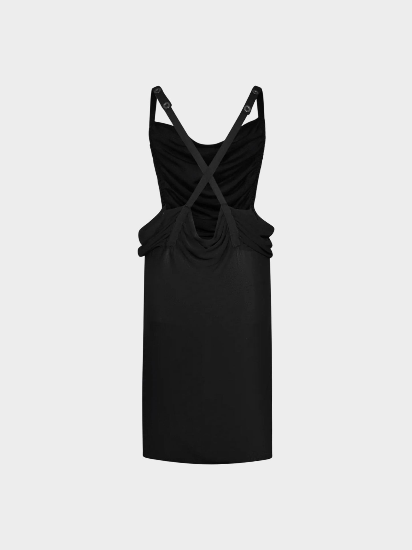 Jean Paul Gaultier 1984 Black Equator Pleated Mesh Dress