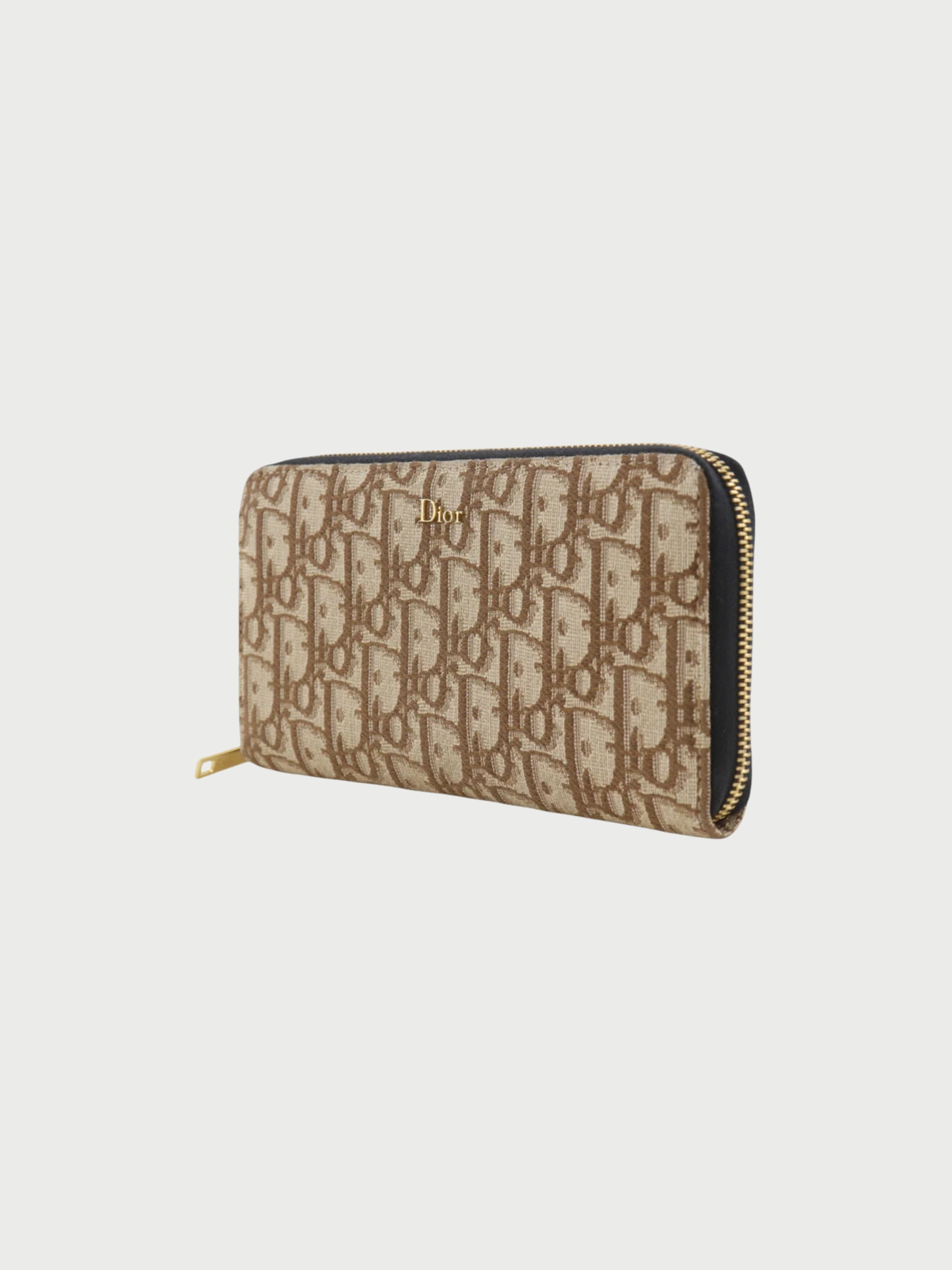 Christian Dior 2020s Brown Oblique Canvas Zip Around Long Wallet