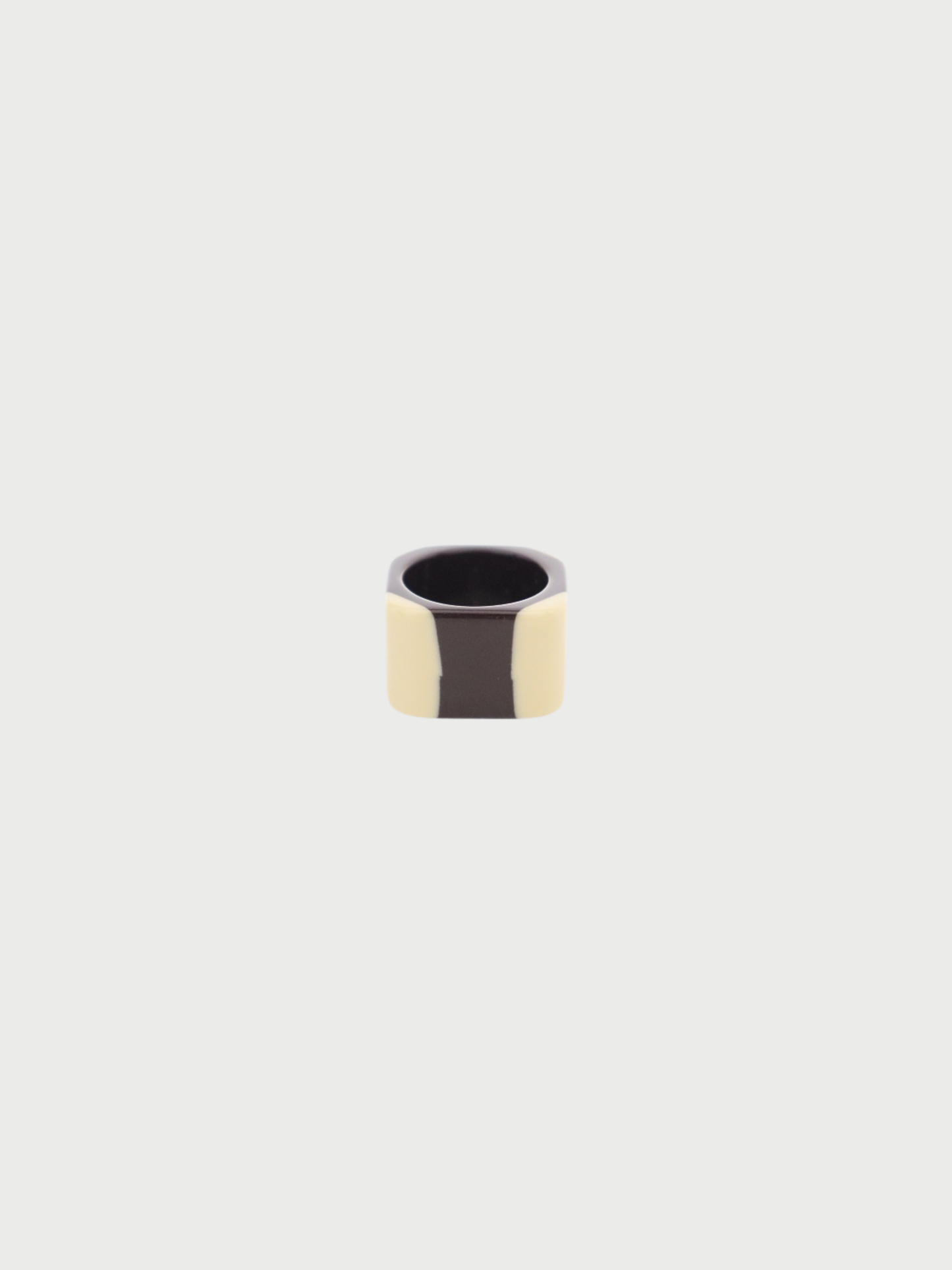 Chanel AW 2001 Brown Beige Plastic COCO Square Ring