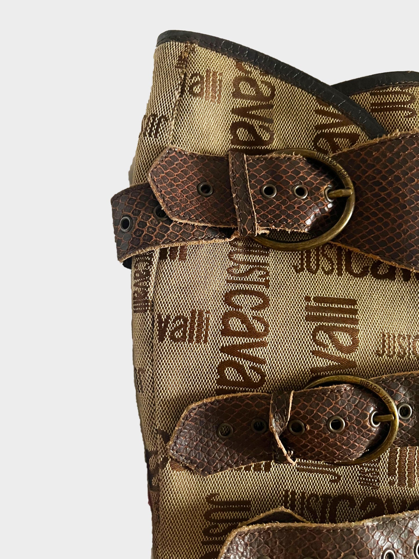 Roberto Cavalli 1990s Just Cavalli Belted Brown Boots