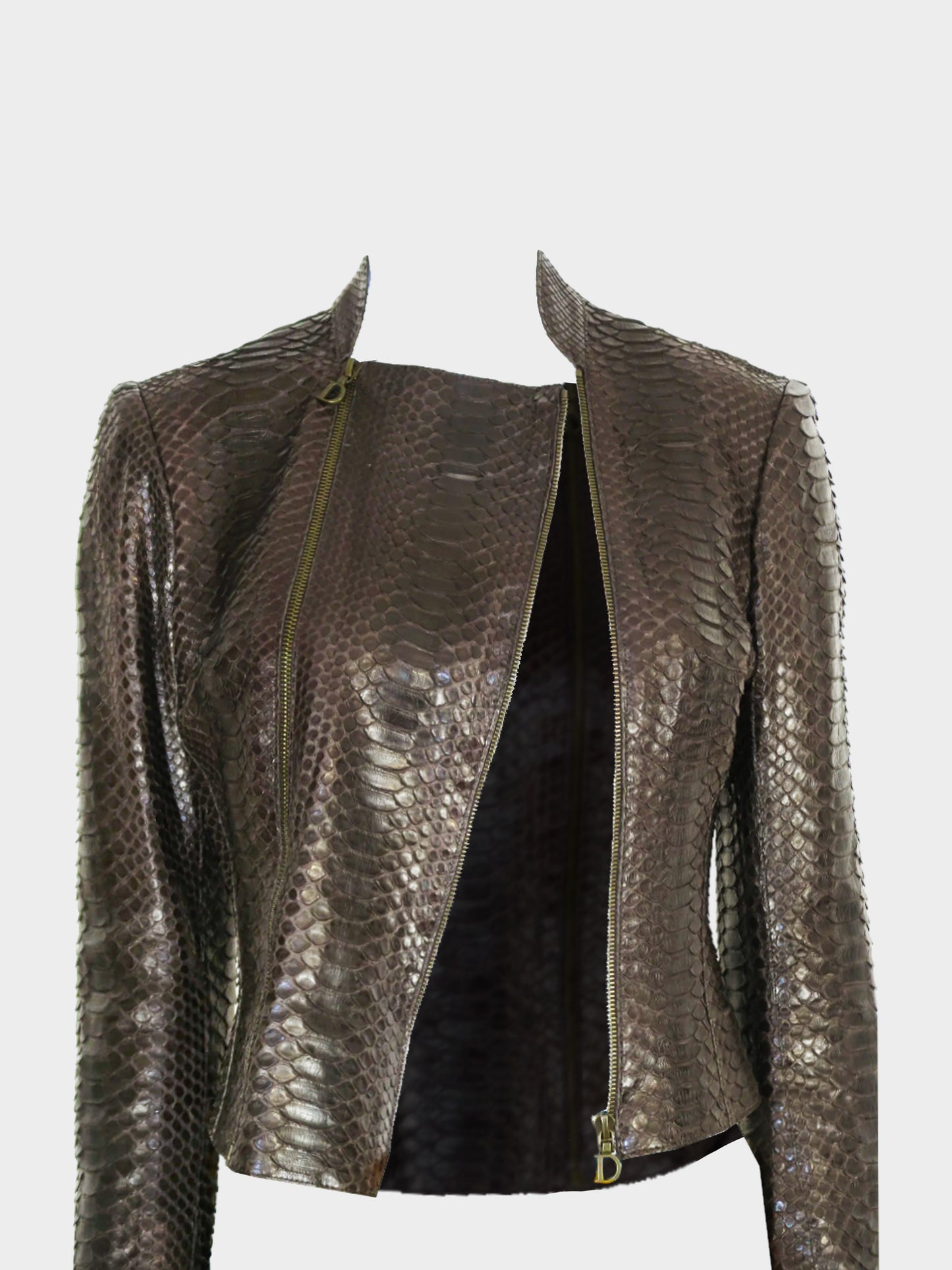 Christian Dior by John Galliano FW 2001 Runway Brown Python Leather Jacket