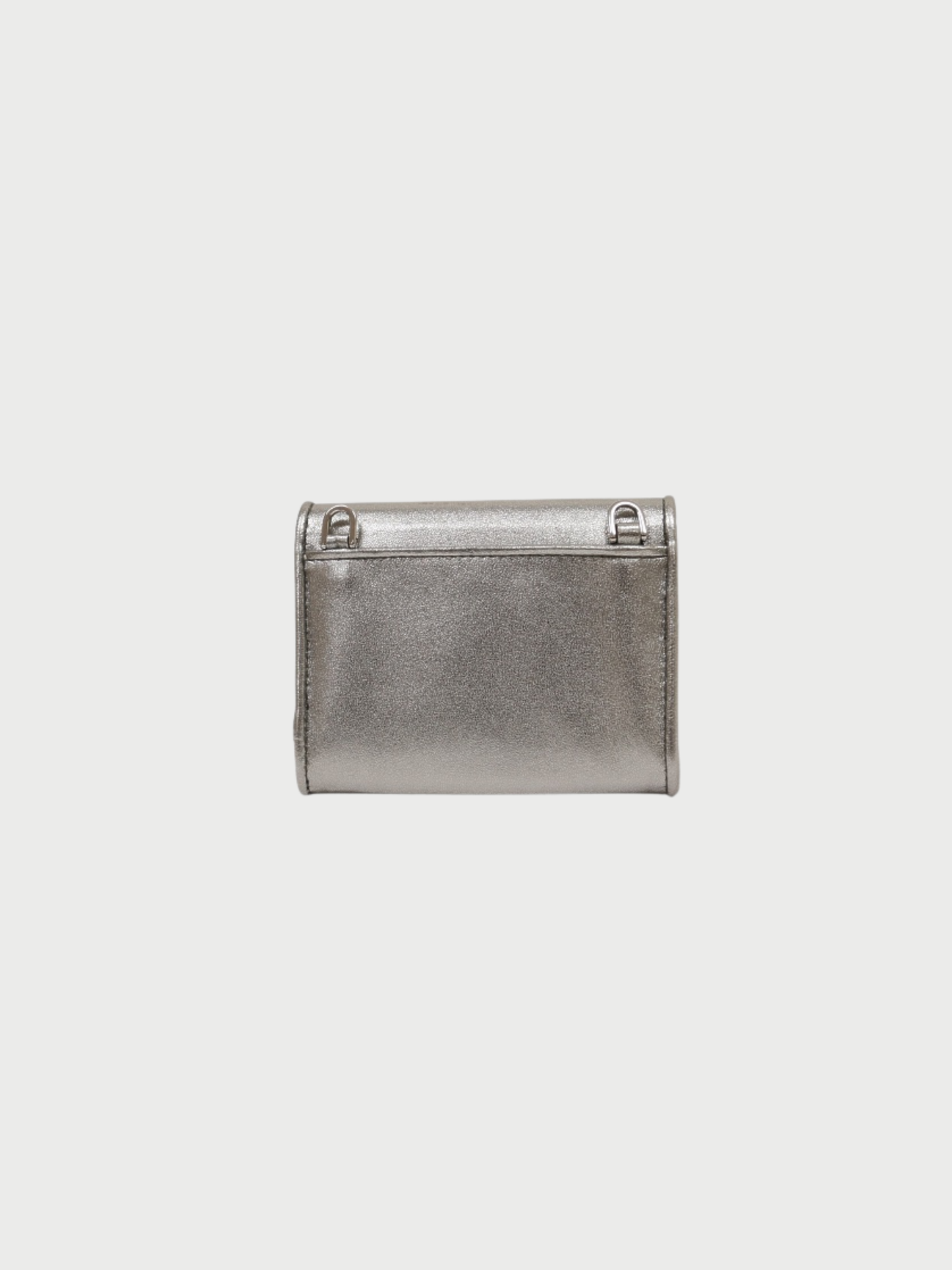 Miu Miu 2000s Silver Leather Logo Hardware Chain Shoulder Bag