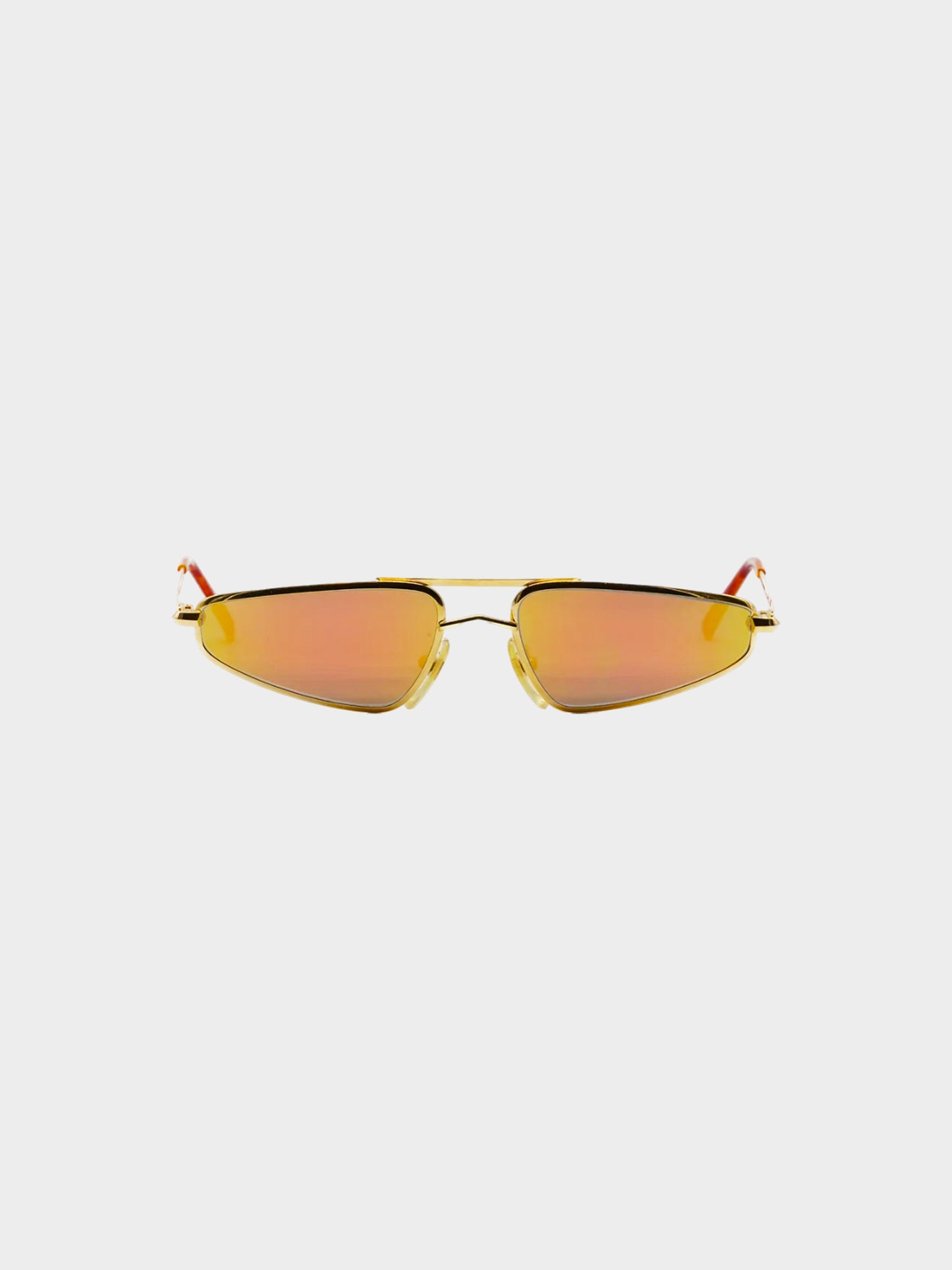 Thierry Mugler 1990s Gold Metal Frame Triangular Sunglasses