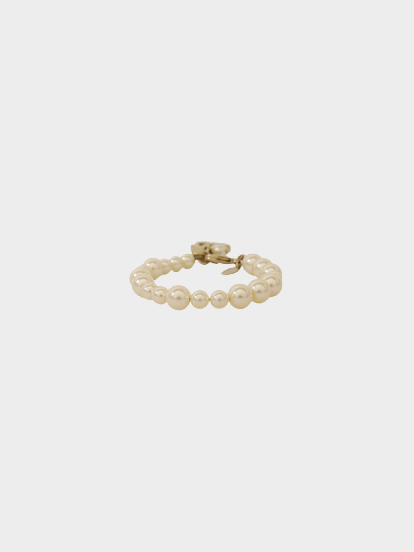 Chanel 2000s Gold White COCO Rhinestone Pearl Bracelet