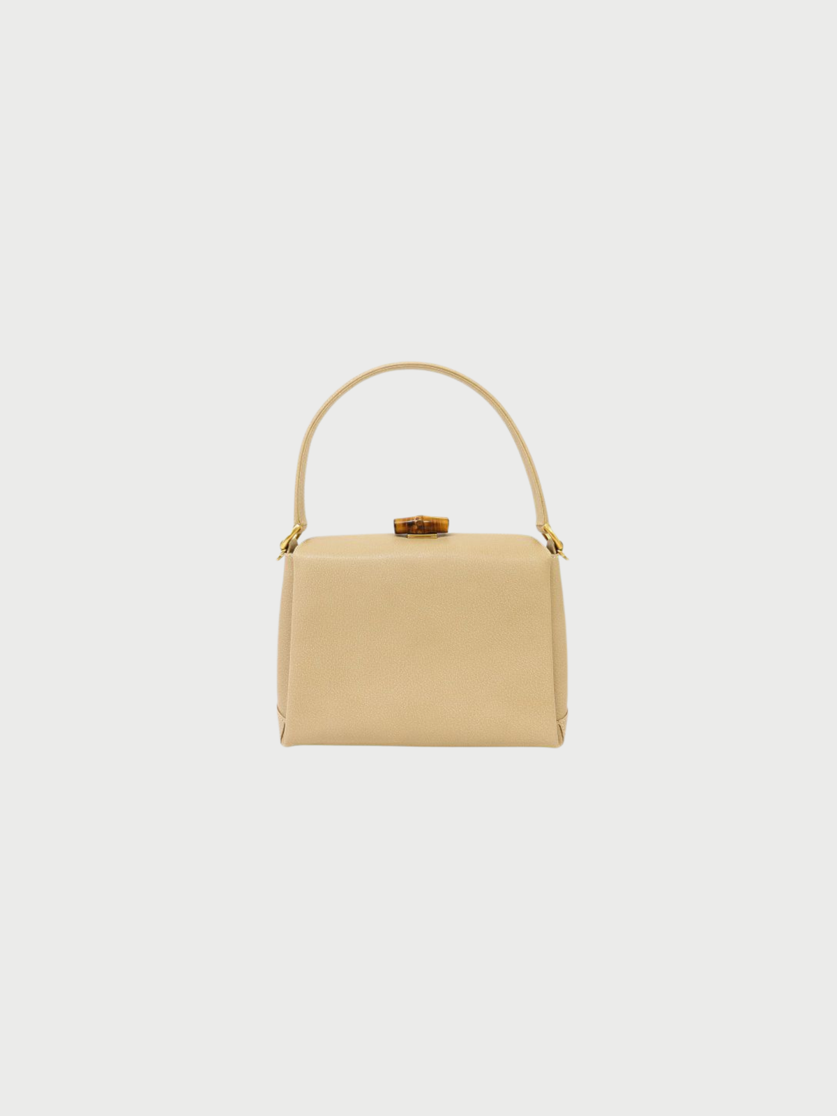 Gucci 2000s Beige Bamboo Turn-Lock Leather 2Way Bag