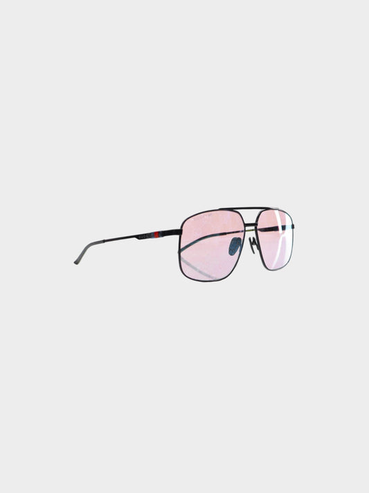 Gucci 2024 Black Metal Navigator Frame Sunglasses
