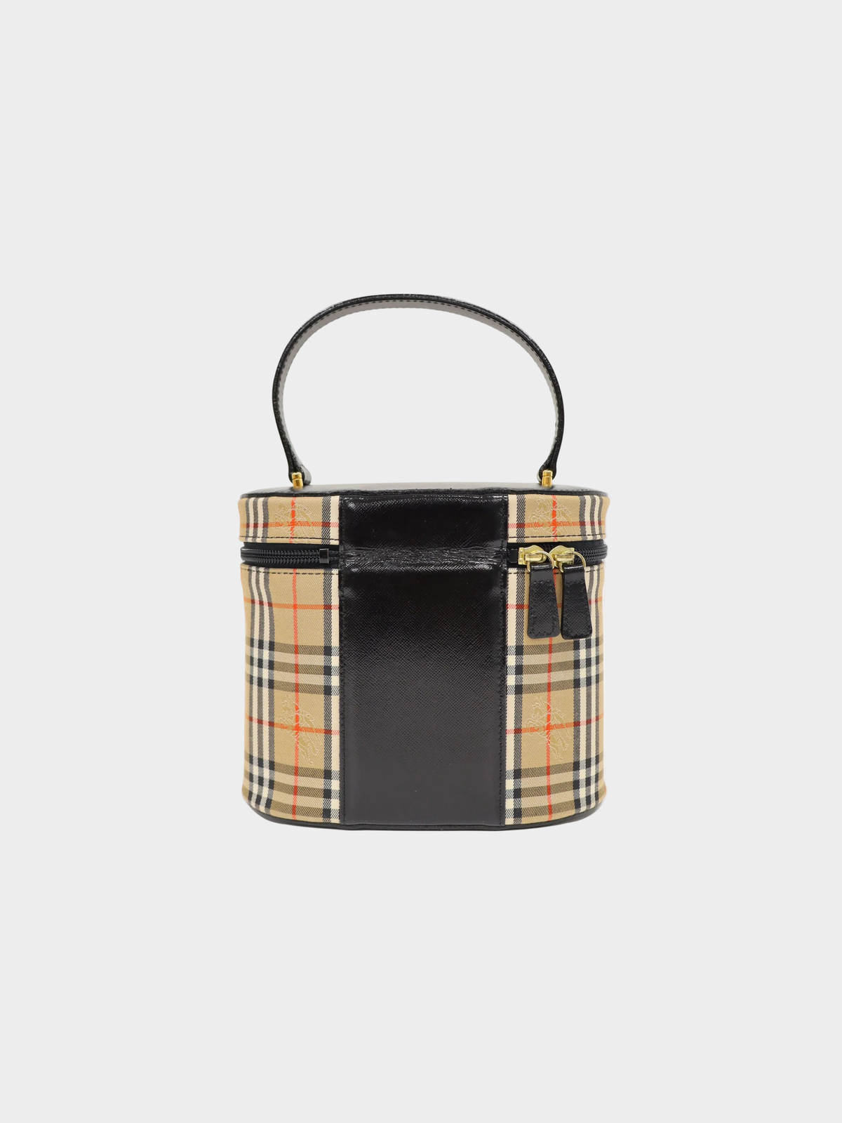 Burberry 2000s Beige Black Check Canvas Vanity Bag
