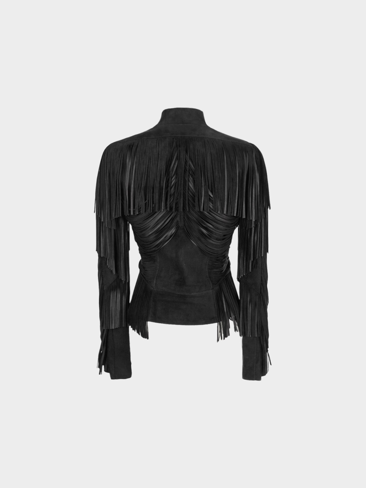 Gucci SS 2011 Black Suede Fringed Jacket