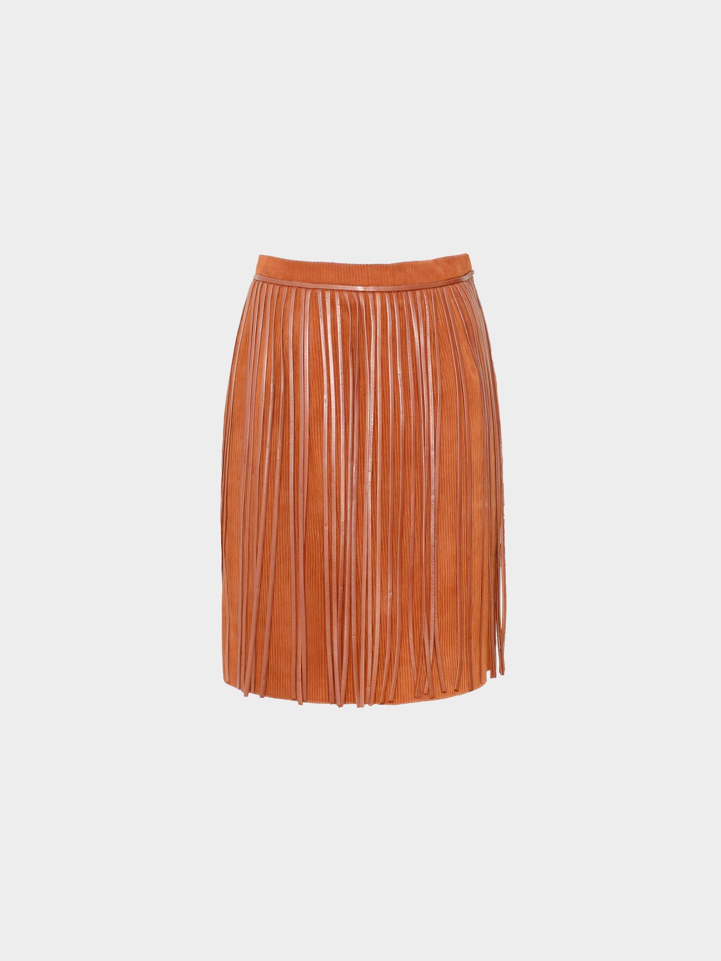 Paco Rabanne FW 1994-1995 Brown Suede and Leather Fringed Jacket and Skirt Set