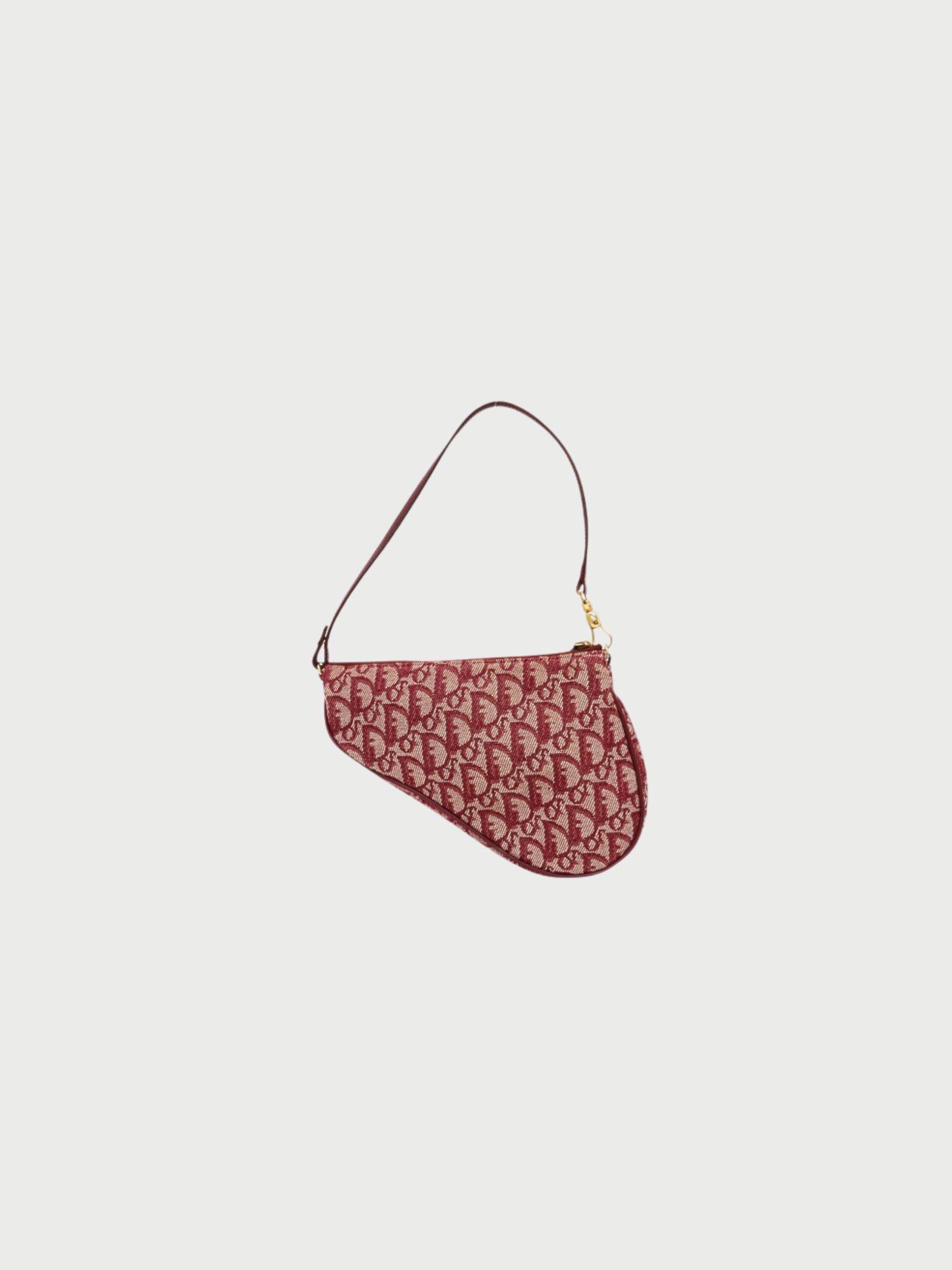 Christian Dior 2000s Red Trotter Canvas Leather Saddle Bag