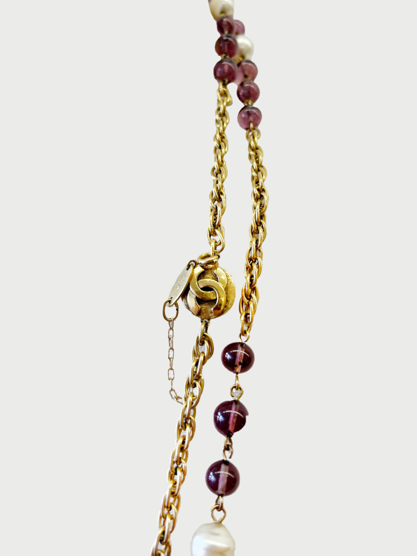 Chanel 1984 Purple Gripoix Glass Pearl Long Necklace
