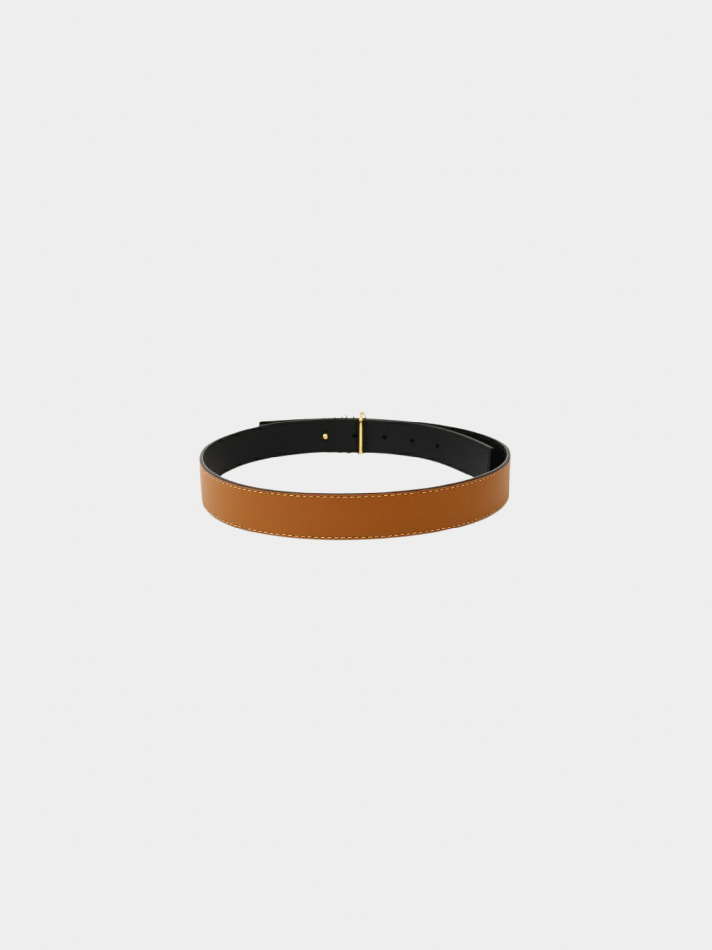 Loewe 2000s Gold Brown Leather Anagram Belt
