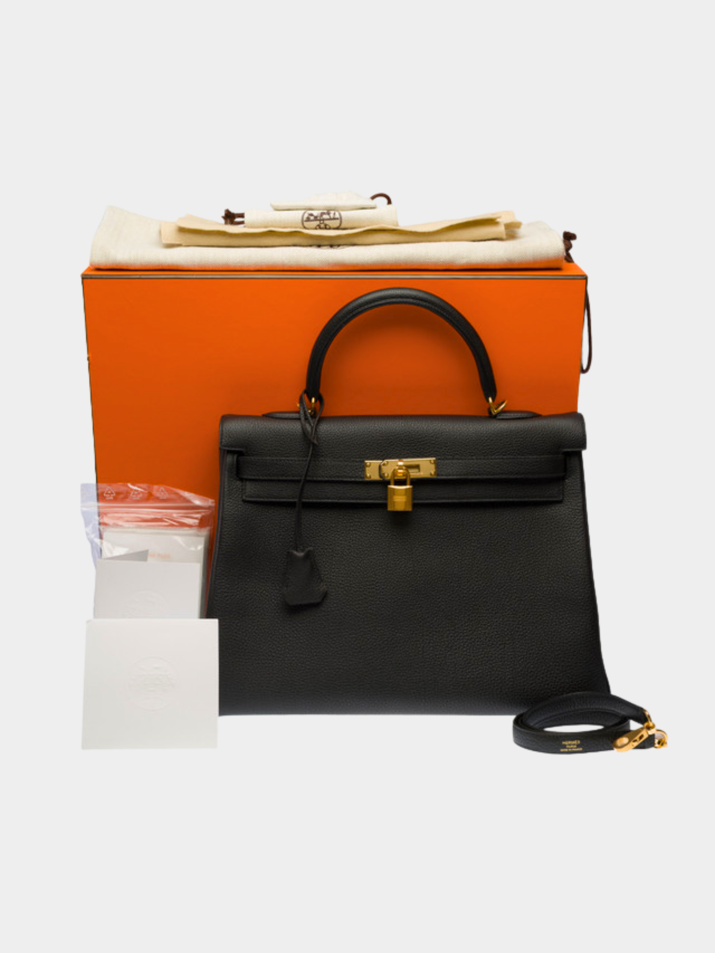 Hermès 2020s Black Togo Kelly 35 Retourne Bag