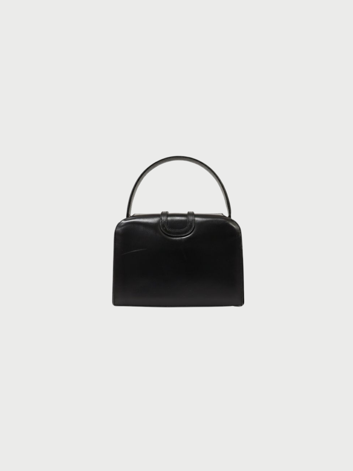 Celine 2000s Black Leather Gancini Hardware Handbag