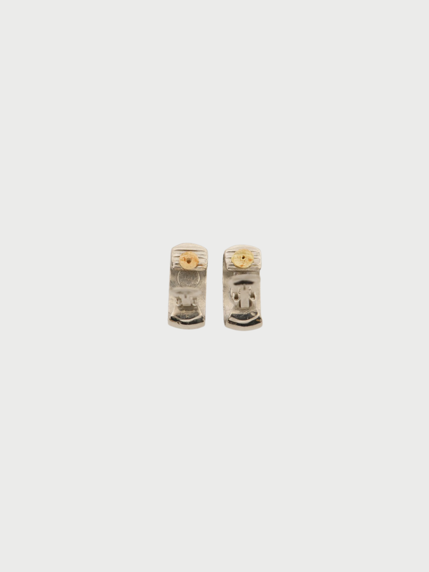 Celine 1990s Silver Plated Metal Logo Clip Earrings