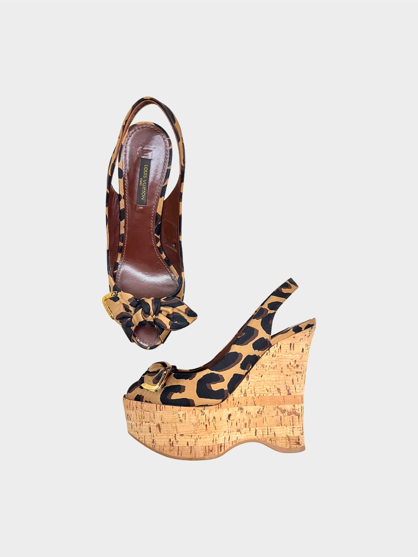 Louis Vuitton 2012 Leopard Cork Wedge Heels