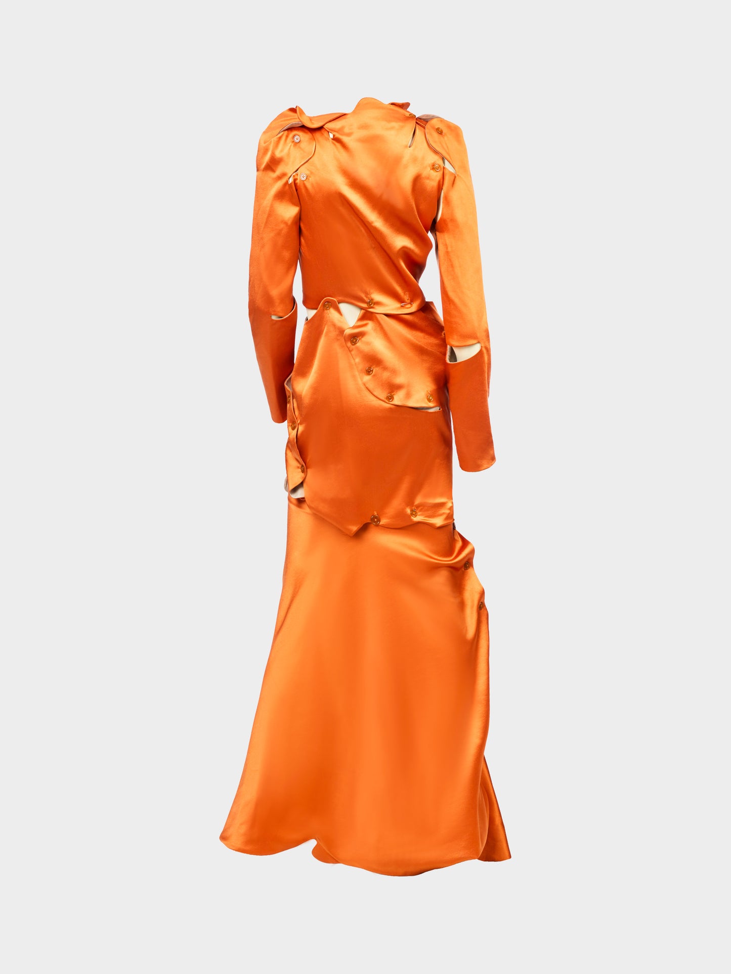 Vivienne Westwood FW 2007-2008 Orange Satin 'Flintstone' Dress and Cape