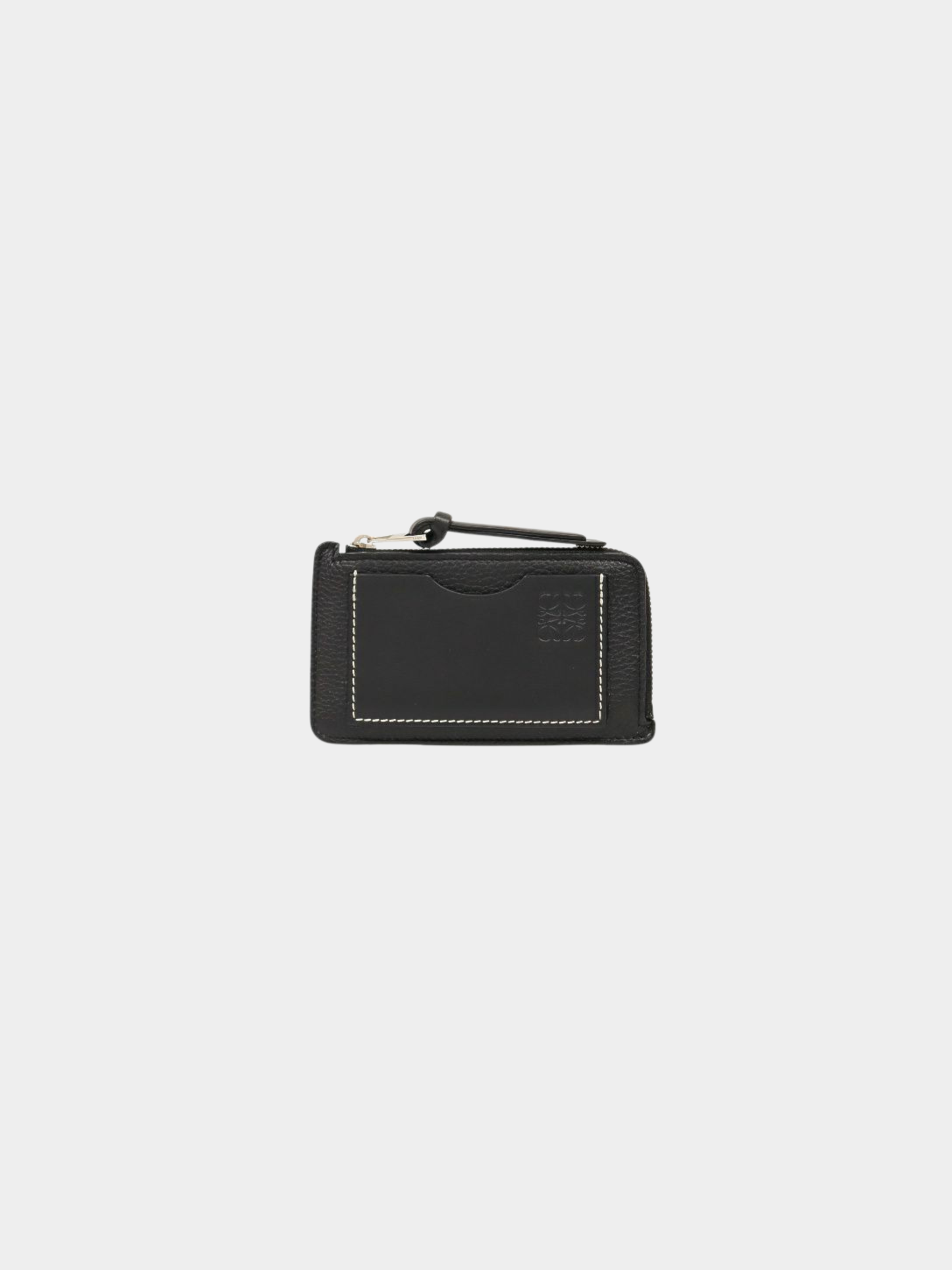Loewe 2010s Black Leather Anagram Coin Card Holder