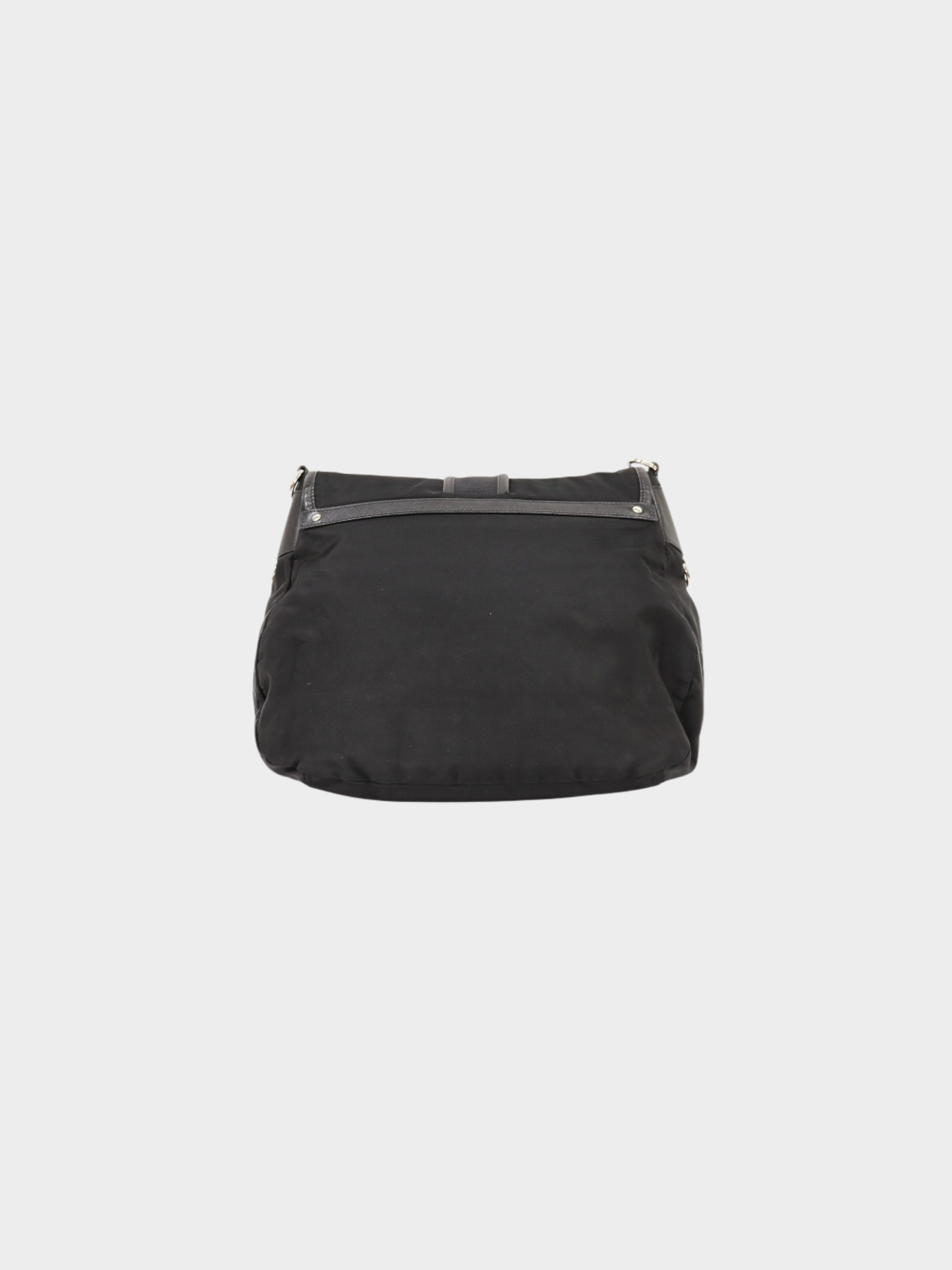 Prada 2000s Black Nylon Leather Triangle Logo Shoulder Bag