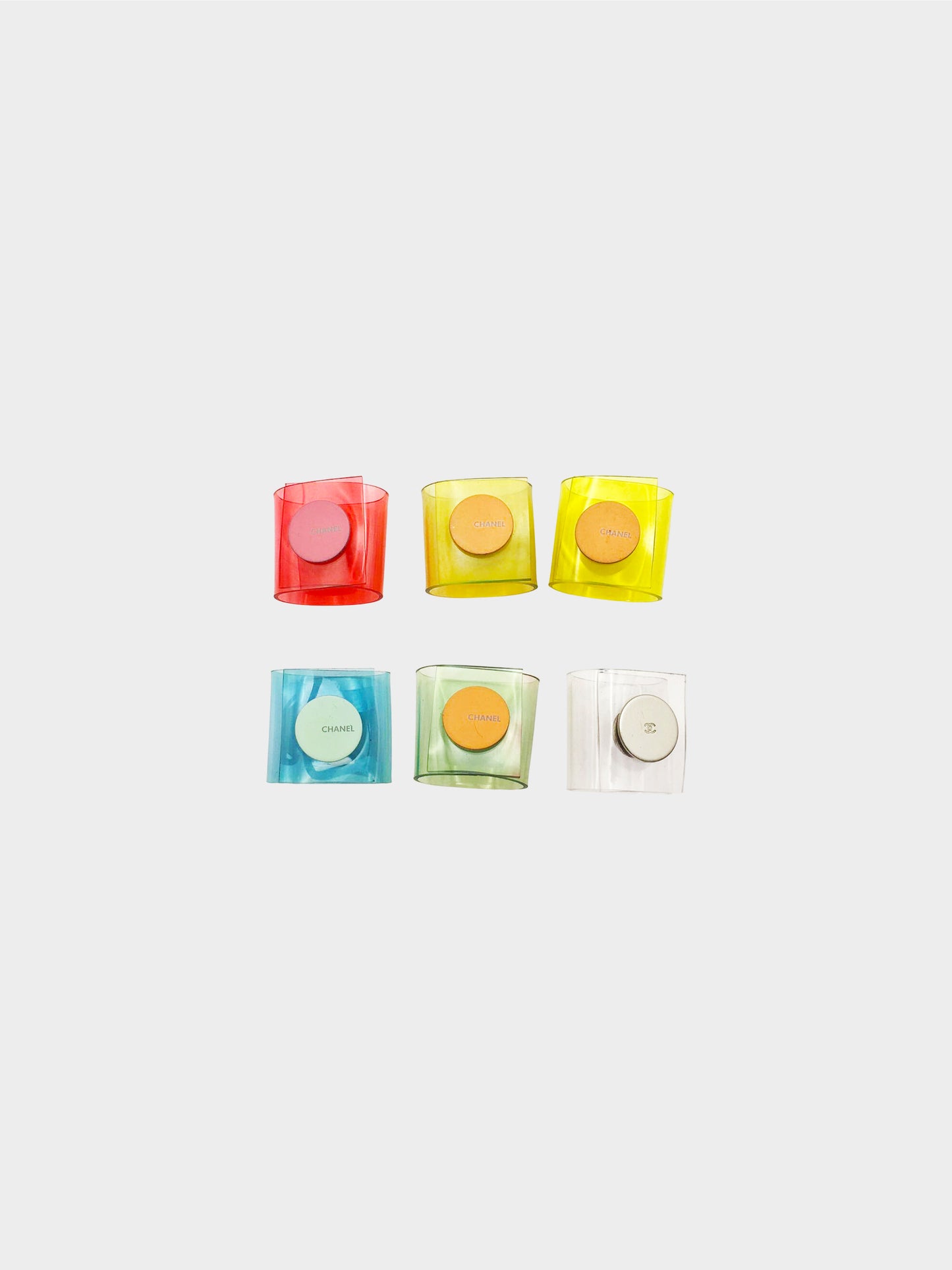 Chanel Cruise 2000 Rare Multicolor PVC Ring Set