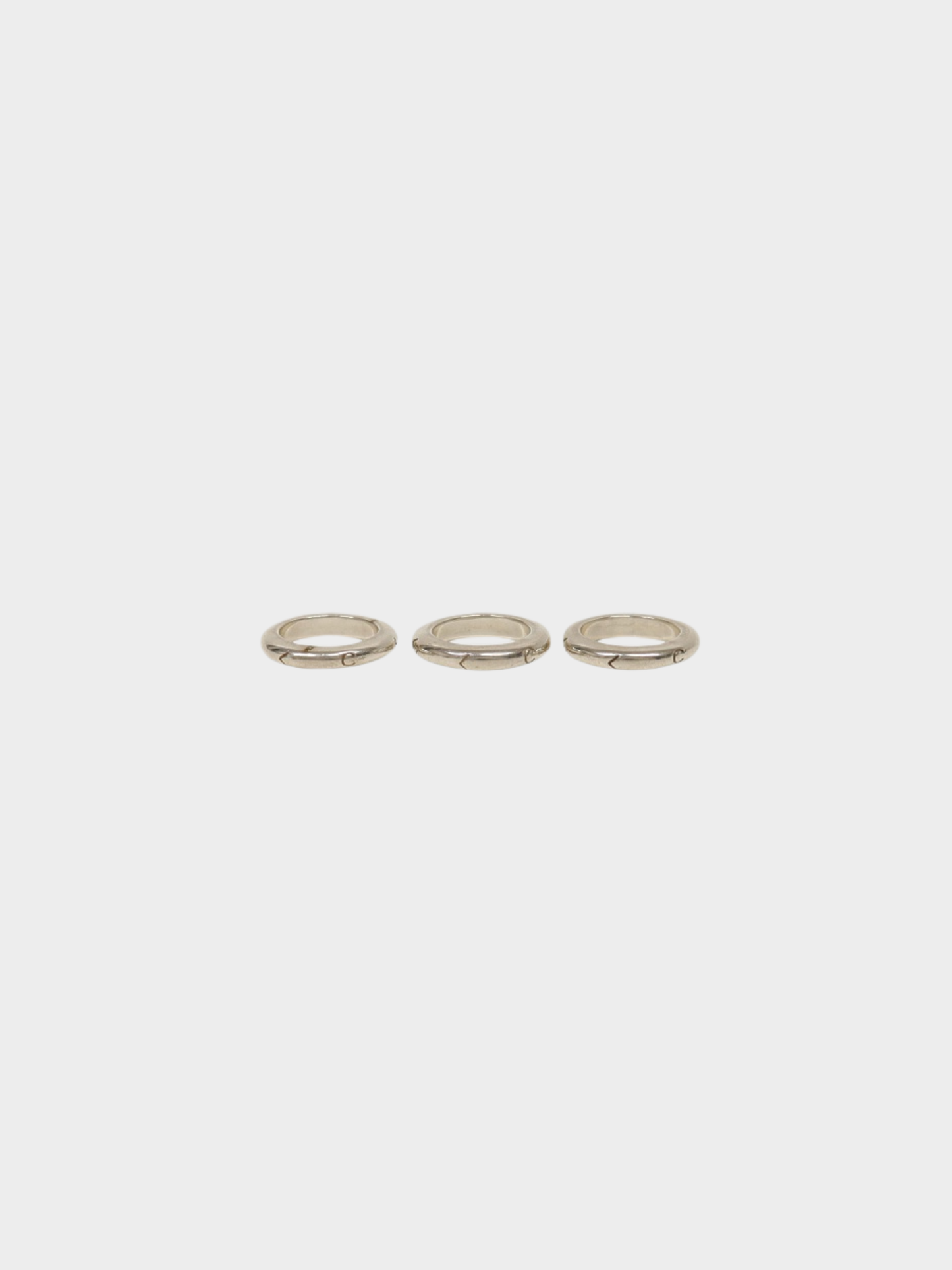 Chanel 2000s Silver 925 Logo Engraved Triple Ring