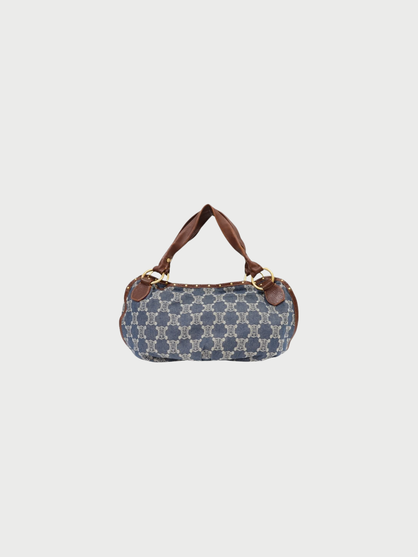 Celine 2000s Blue Brown Denim Leather Macadam Paris Handbag