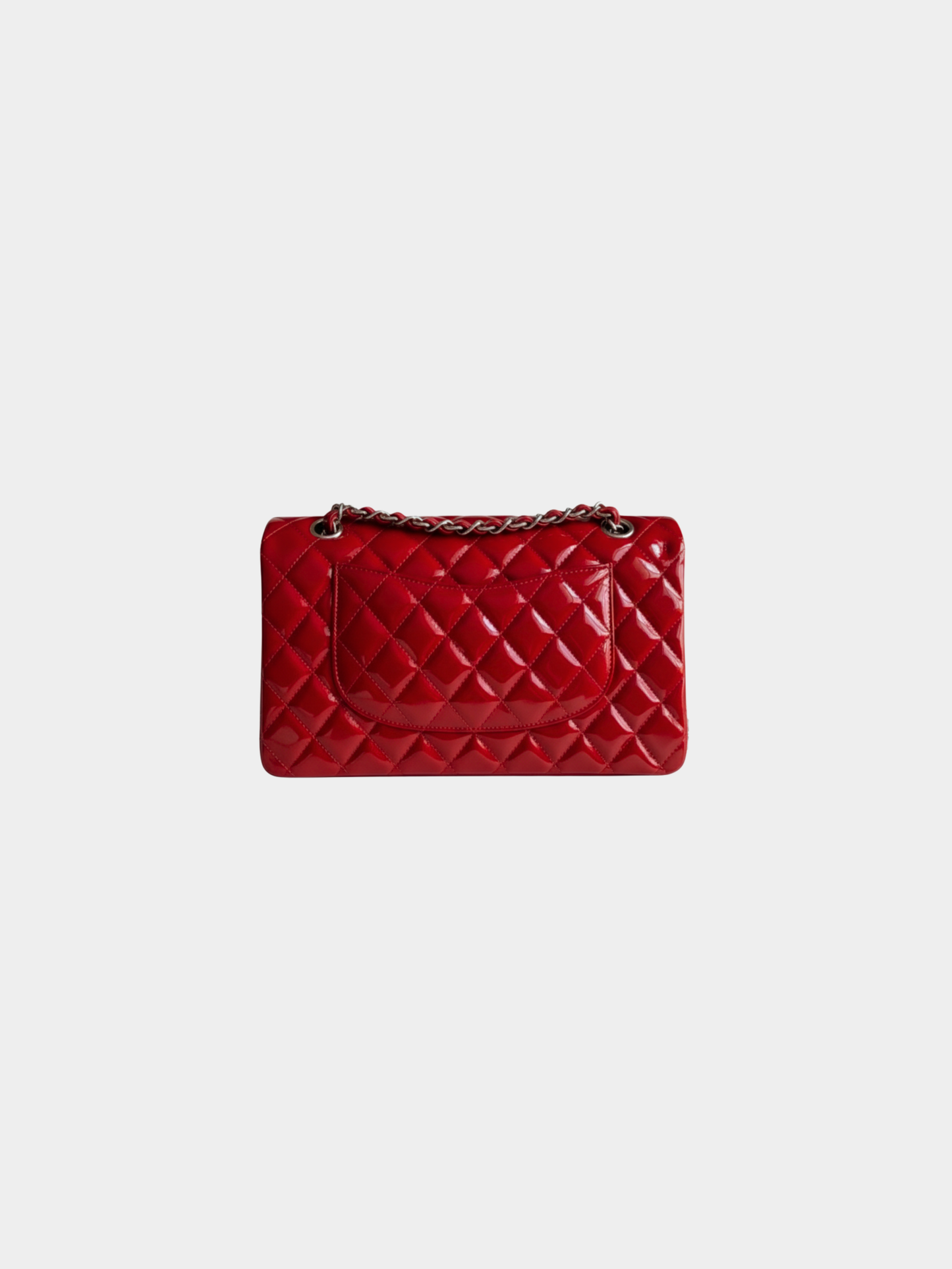 Chanel 2020s Red Vinyl Quilted Medium Double Flap Bag