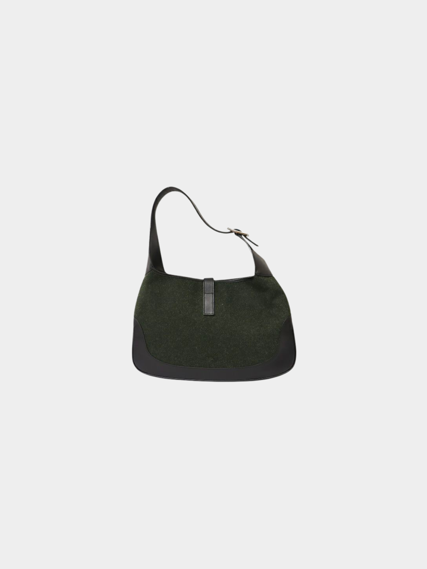 Gucci 2000s Black Khaki Wool Jackie One-Shoulder Bag