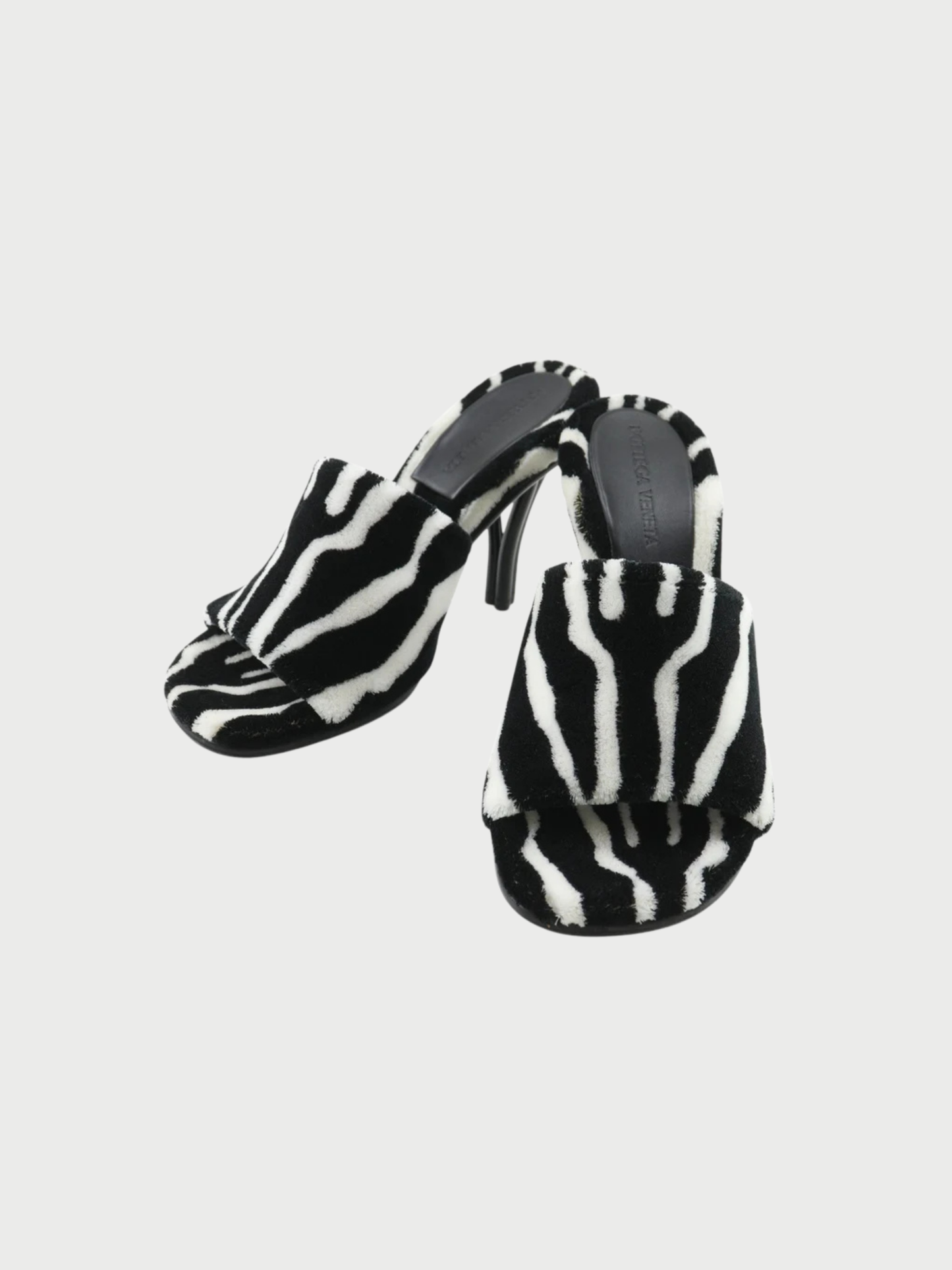 Bottega Veneta 2019 Black White Faux Fur Zebra Pose Mules