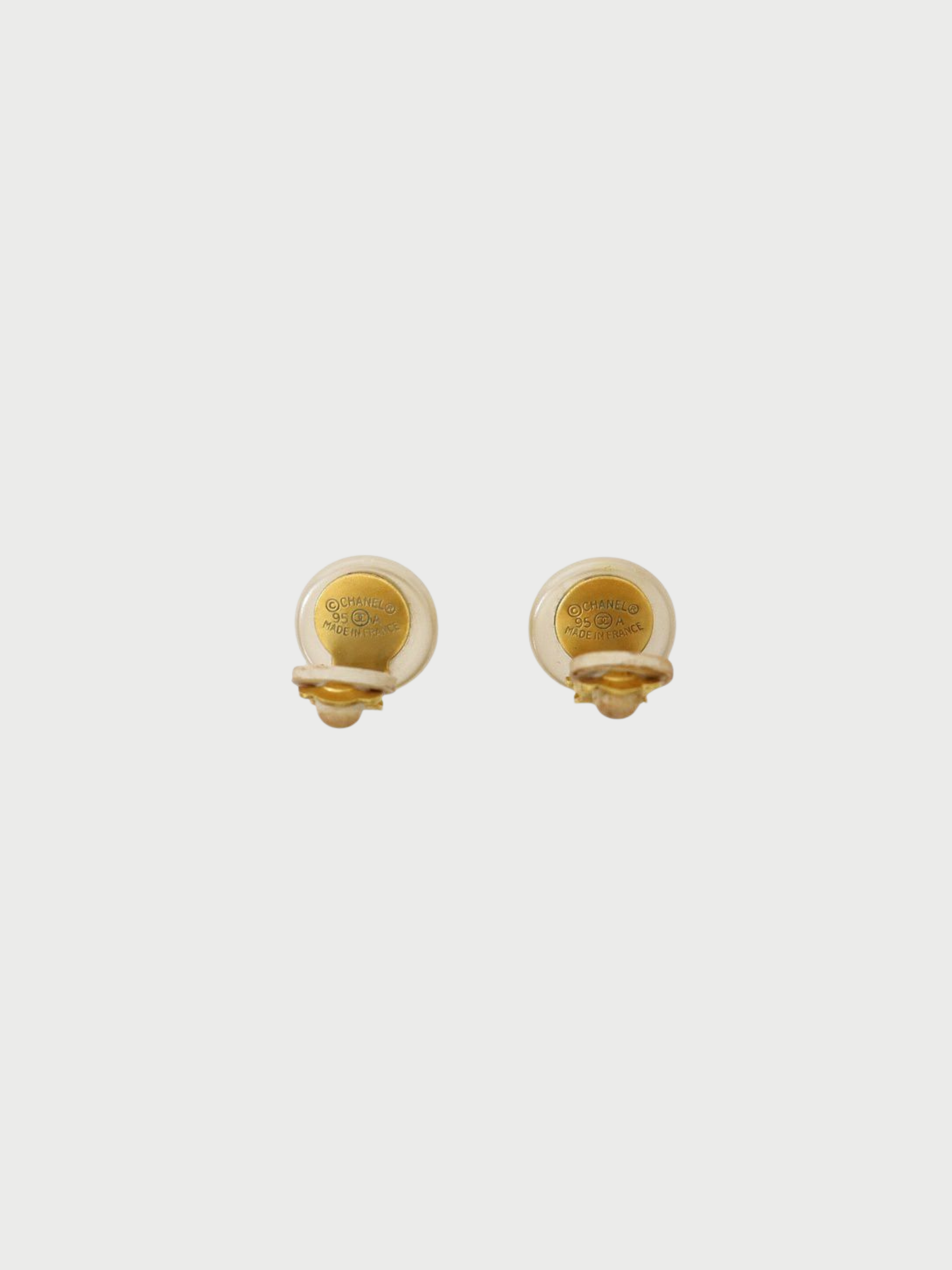Chanel 1990s Gold Plated Metal Pearl COCO Earrings