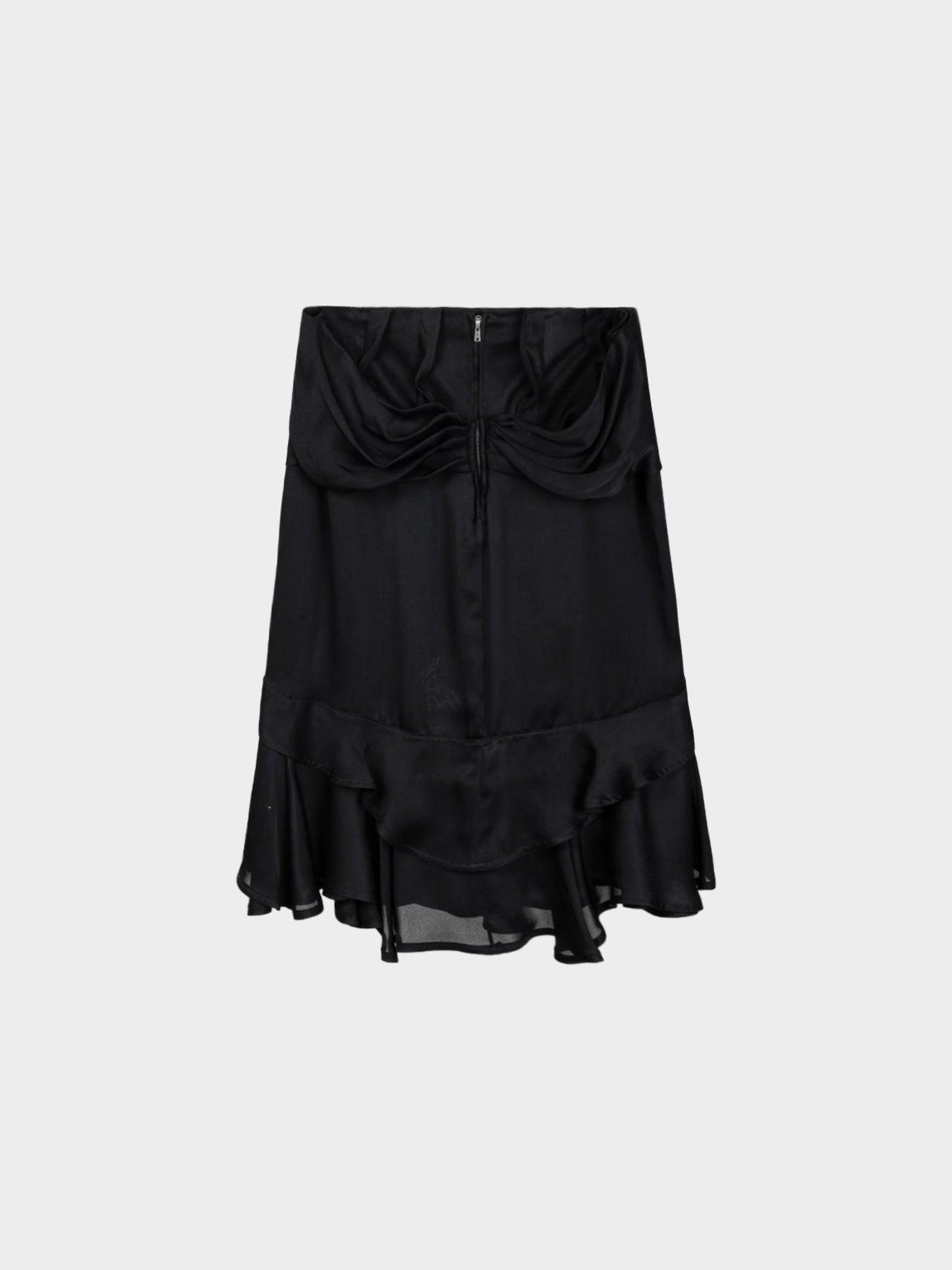 Yves Saint Laurent 2003 Black Ruffled Silk Skirt