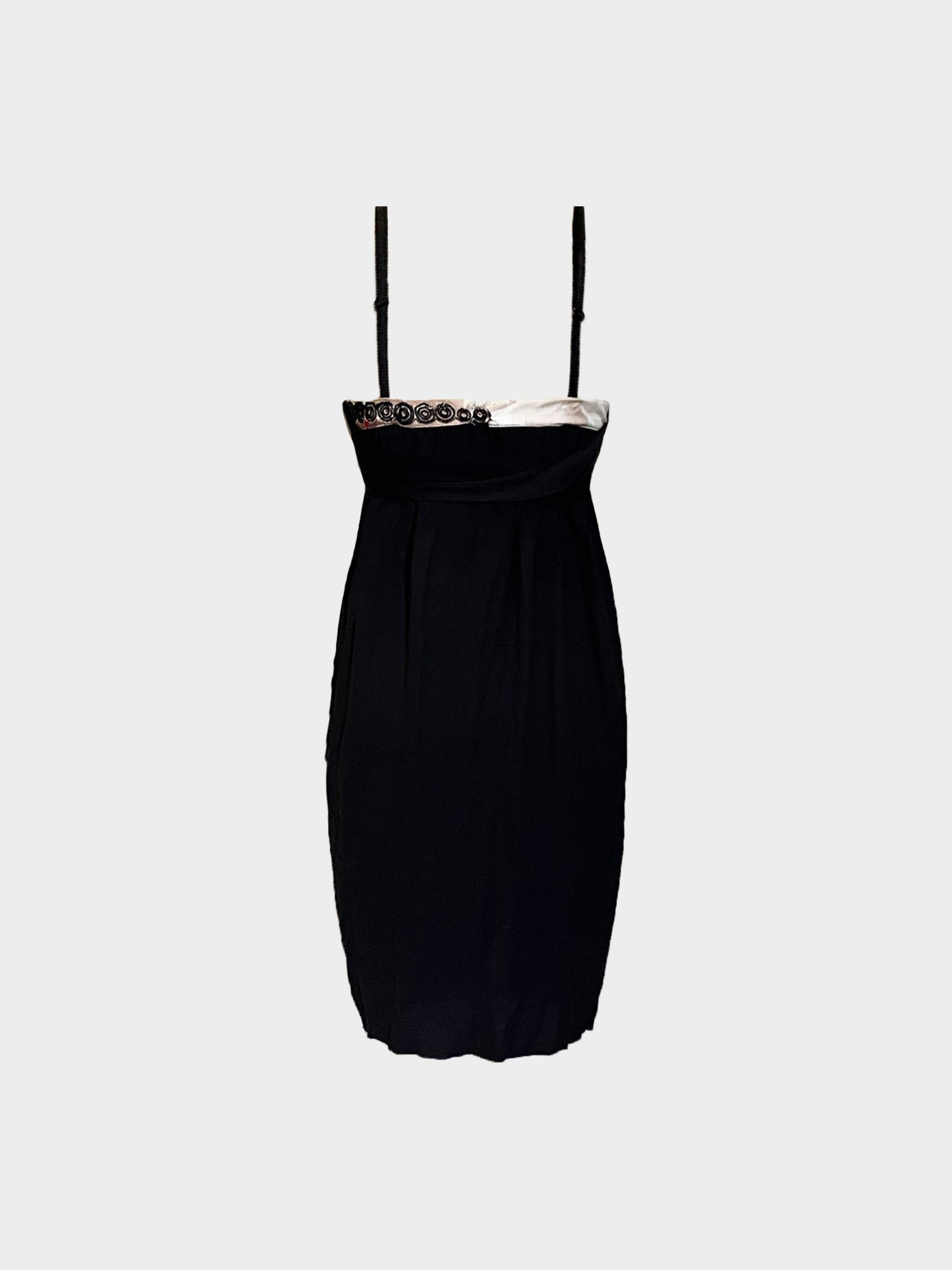 Jean Paul Gaultier 2000 Black Silk Embroidered Slip Dress