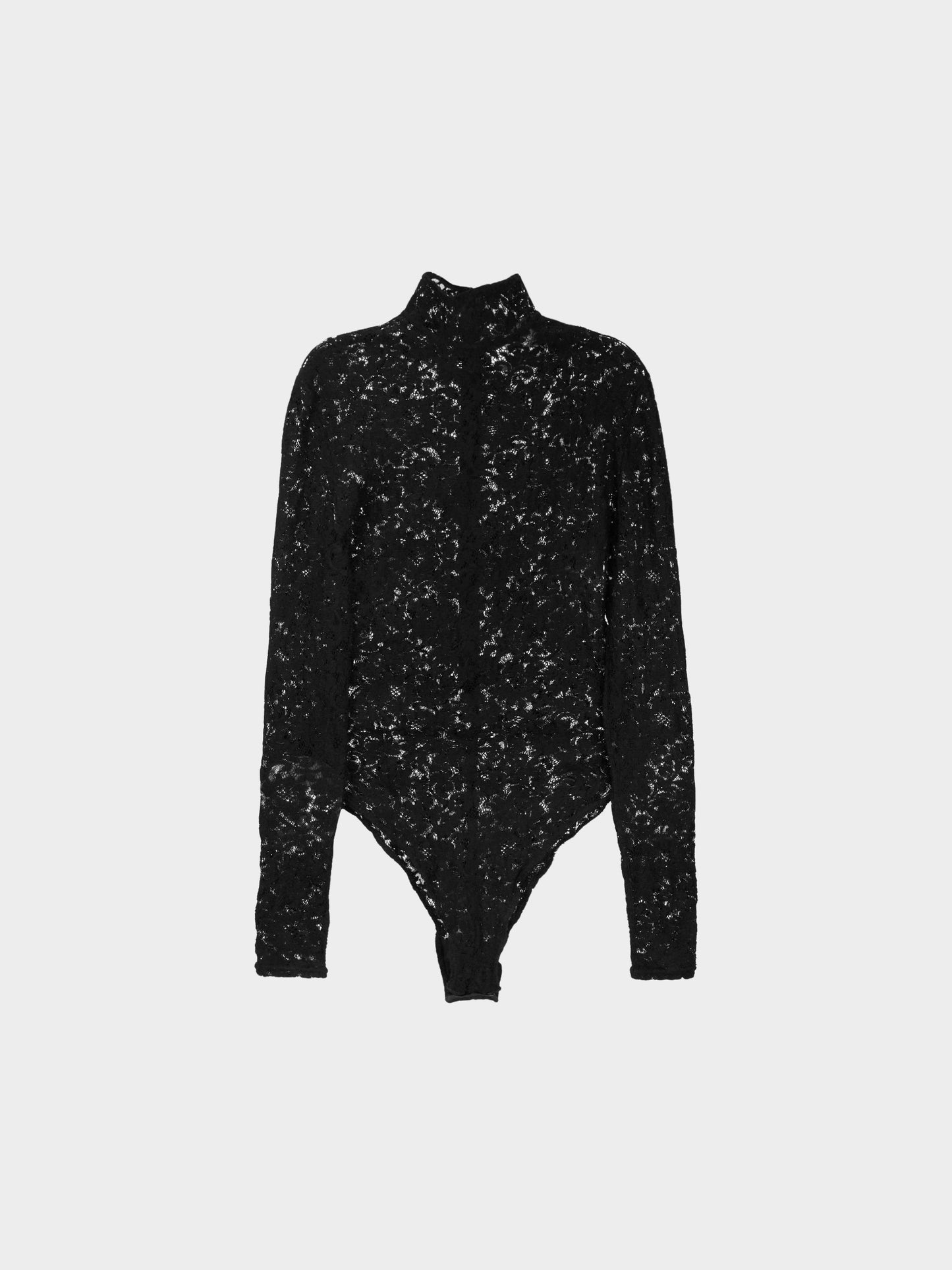 Givenchy 1990s Black Floral Lace Long-sleeved Bodysuit