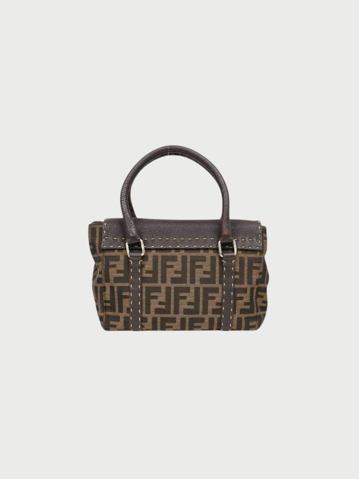 Fendi 2000s Brown Zucca Canvas Leather Handbag