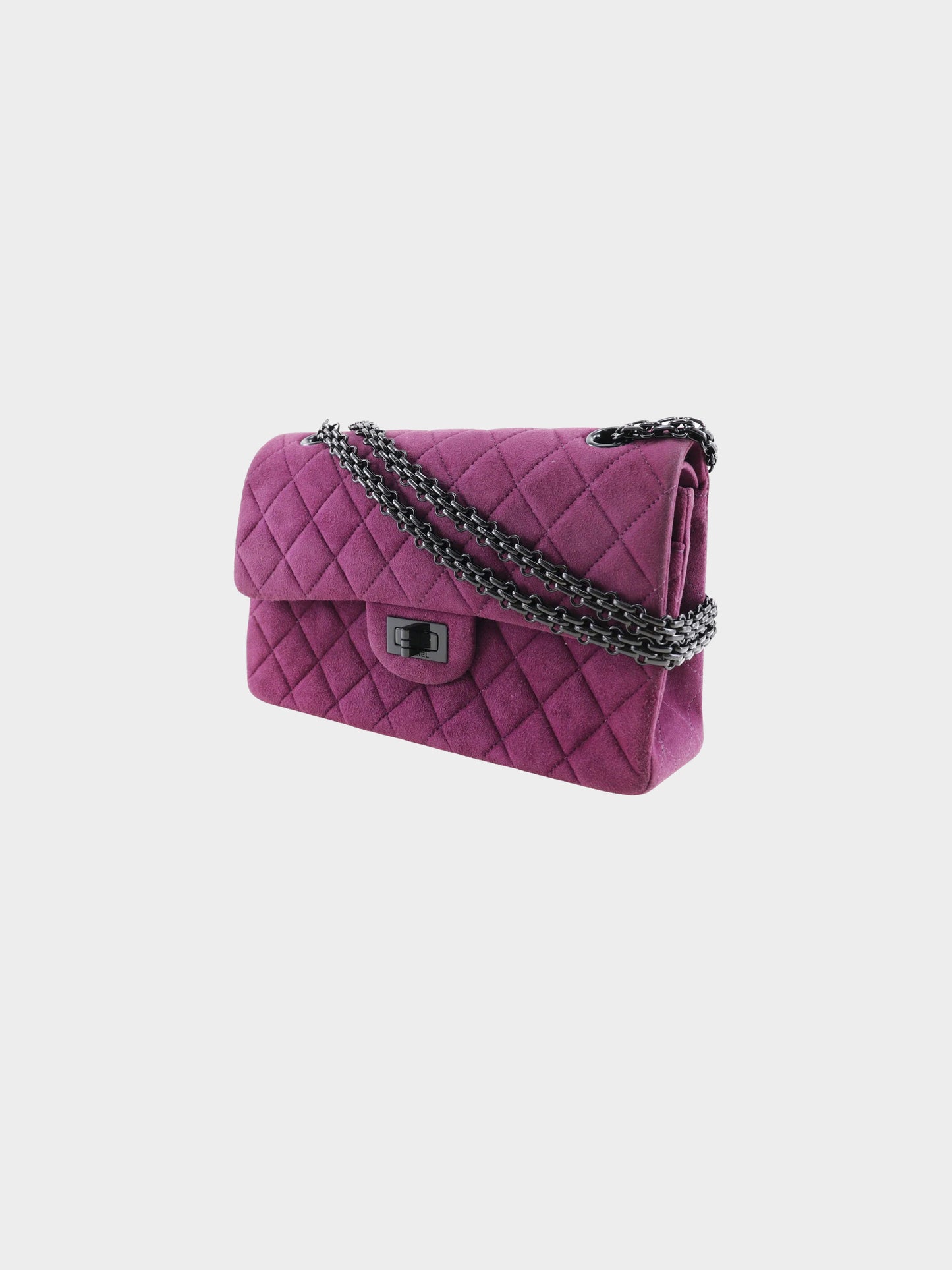 Chanel 1997-1999 Purple Suede 2.55 Double Flap Bag