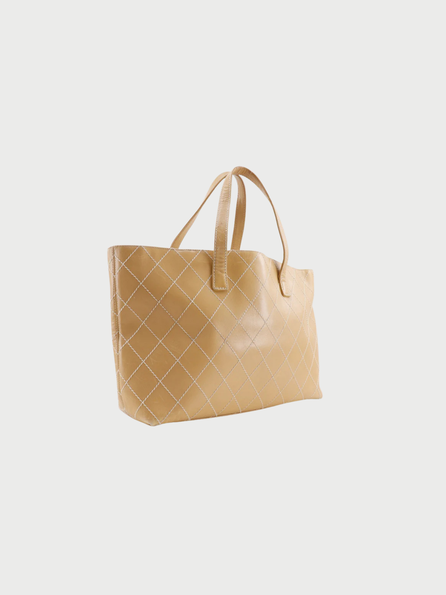 Chanel 2000s Beige Calfskin Wild Stitch Tote Bag