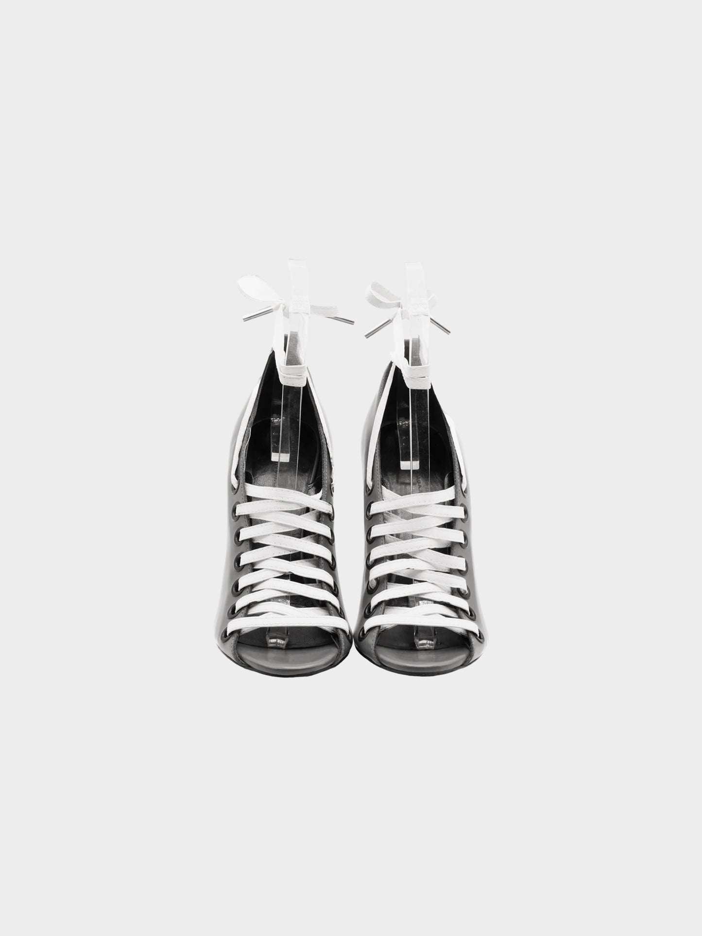 Balenciaga FW 2012 Grey Leather Lace-up Heels