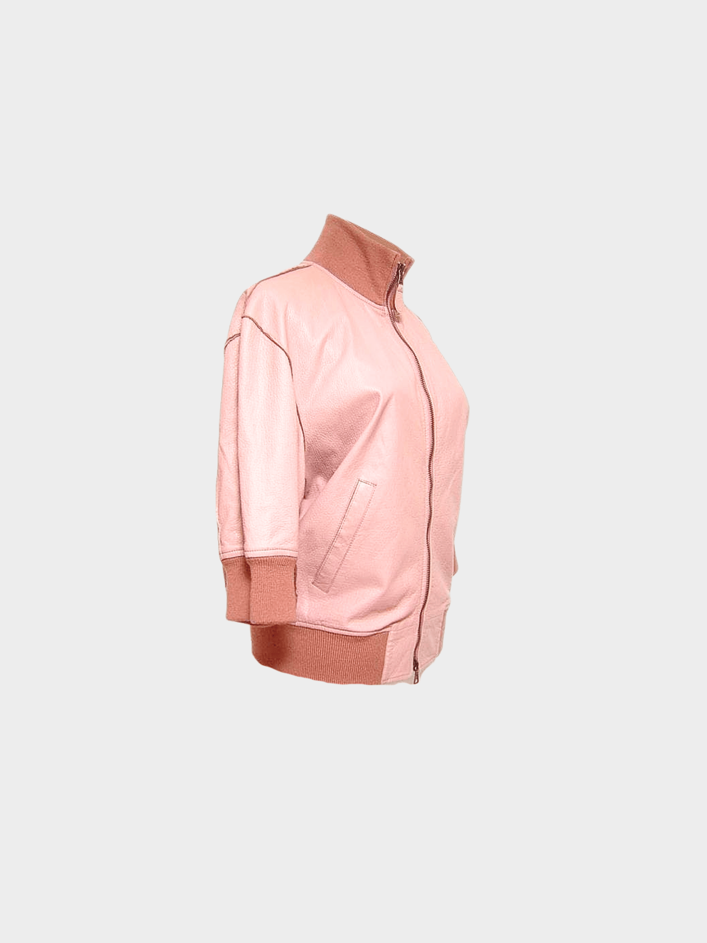 Jean Paul Gaultier 1990s Pink Beige Sheepskin Leather Short Sleeve Jacket
